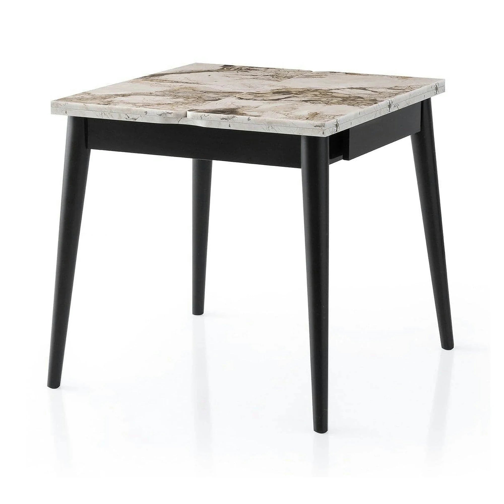 Masa extensibila TOTEM 3042, alb cu efect de marmura, PAL melaminat, 80/160x80x75 cm