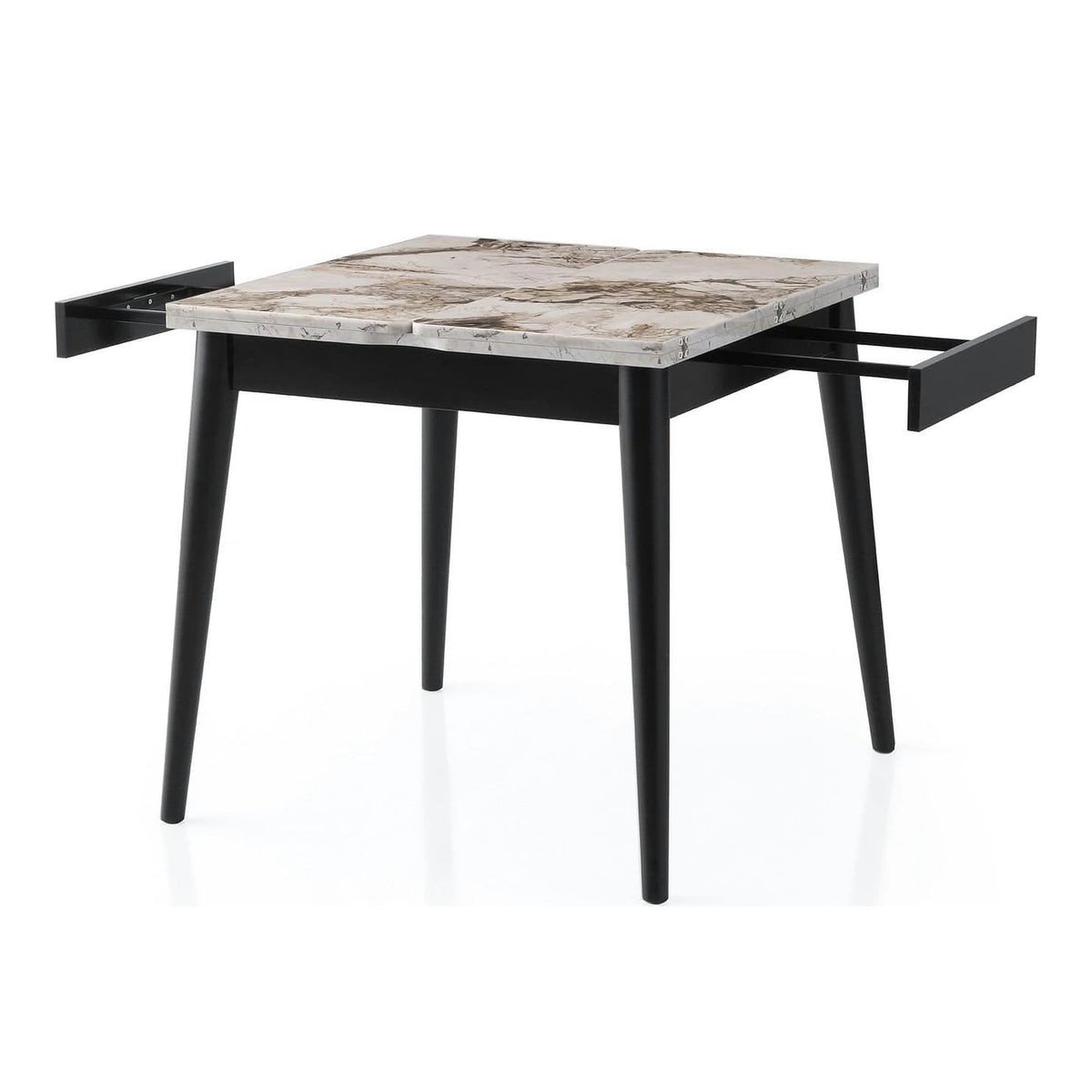 Masa extensibila TOTEM 3042, alb cu efect de marmura, PAL melaminat, 80/160x80x75 cm