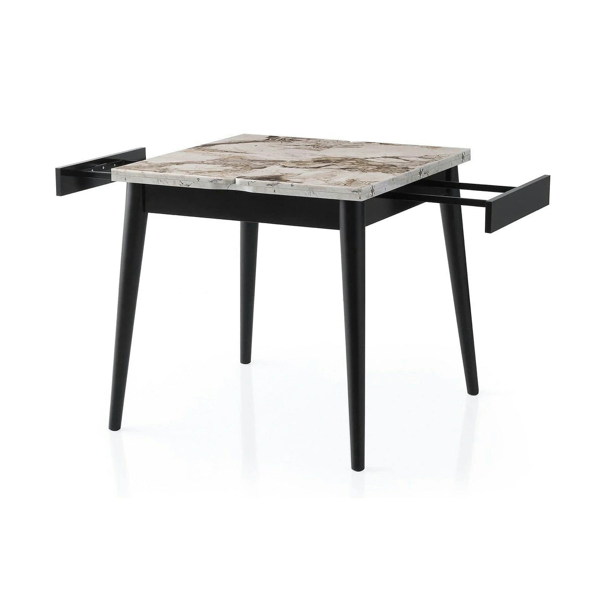 Masa extensibila TOTEM 3042, alb cu efect de marmura, PAL melaminat, 80/160x80x75 cm