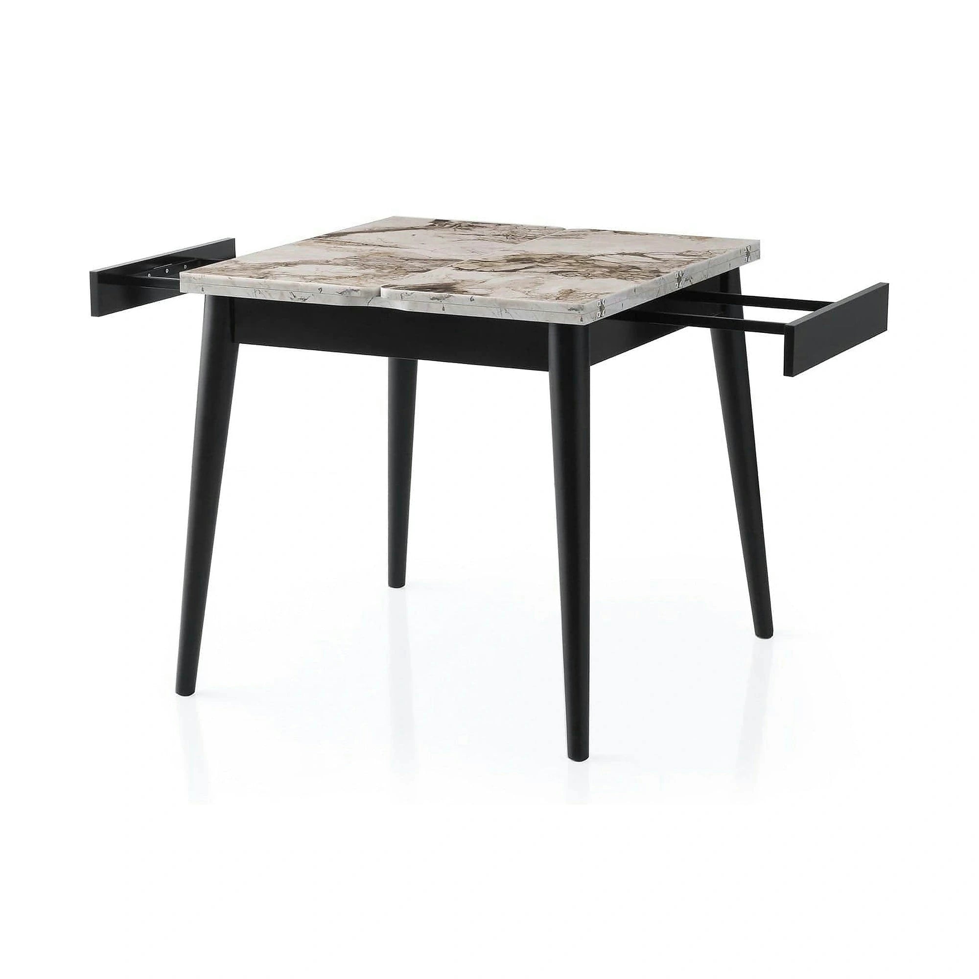 Masa extensibila TOTEM 3042, alb cu efect de marmura, PAL melaminat, 80/160x80x75 cm