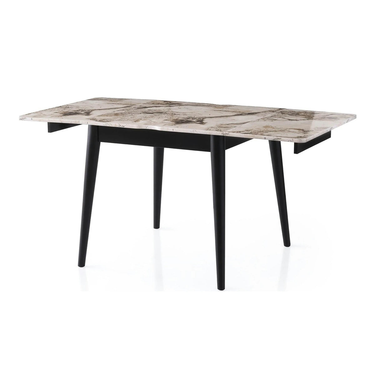 Masa extensibila TOTEM 3042, alb cu efect de marmura, PAL melaminat, 80/160x80x75 cm