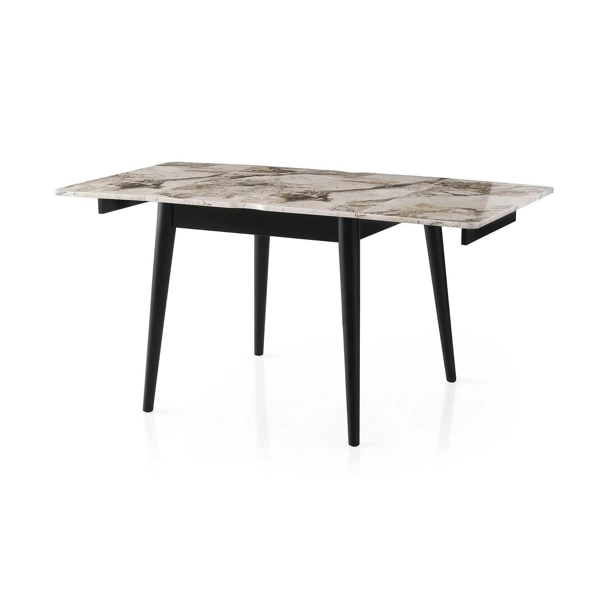 Masa extensibila TOTEM 3042, alb cu efect de marmura, PAL melaminat, 80/160x80x75 cm