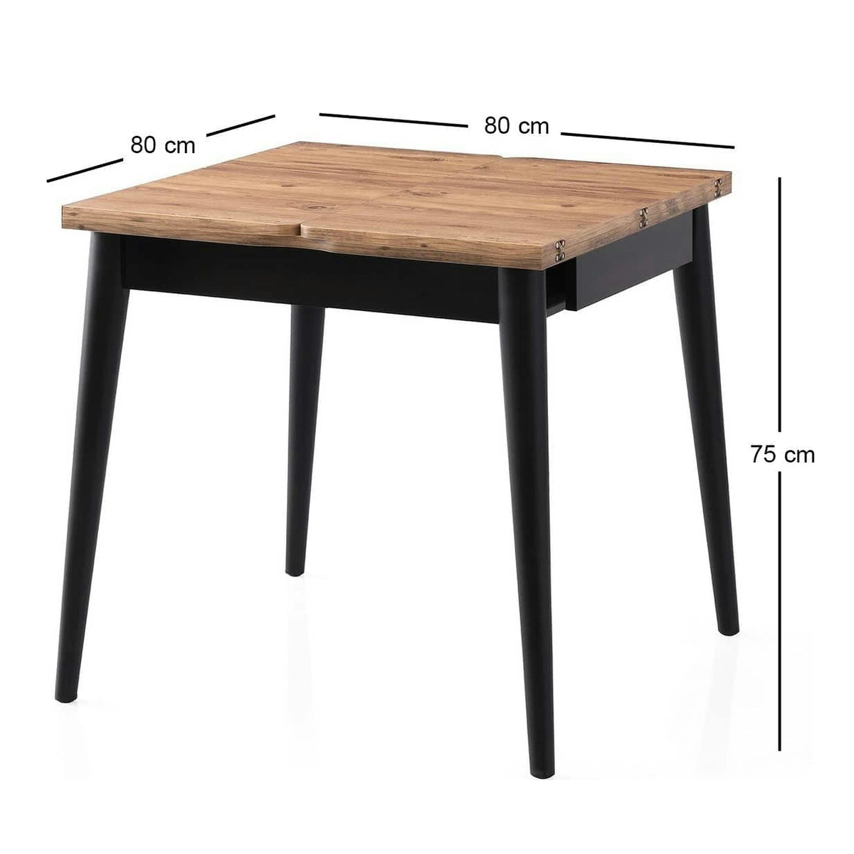 Masa extensibila TOTEM 3043, stejar/negru, PAL melaminat, 80/160x80x75 cm