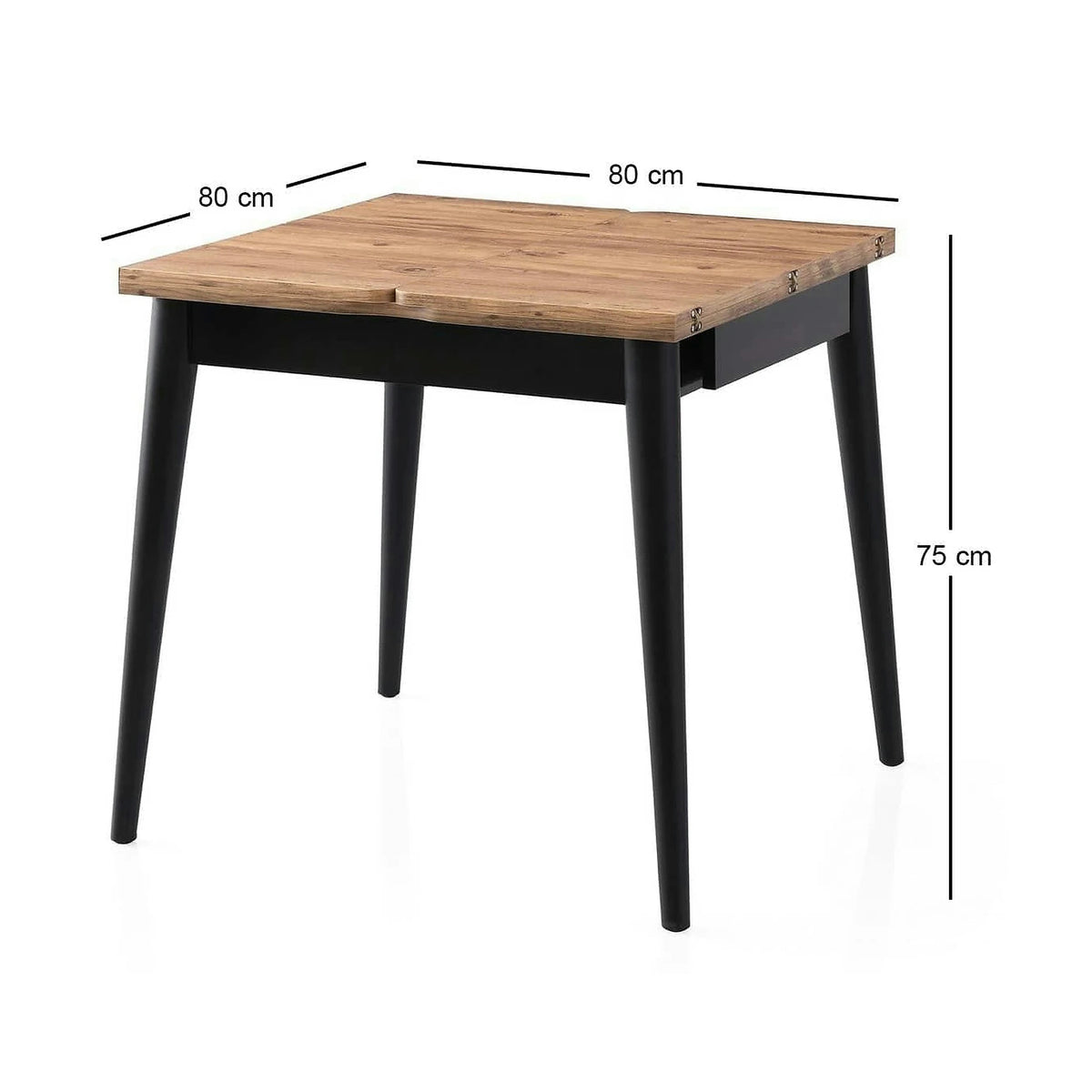 Masa extensibila TOTEM 3043, stejar/negru, PAL melaminat, 80/160x80x75 cm
