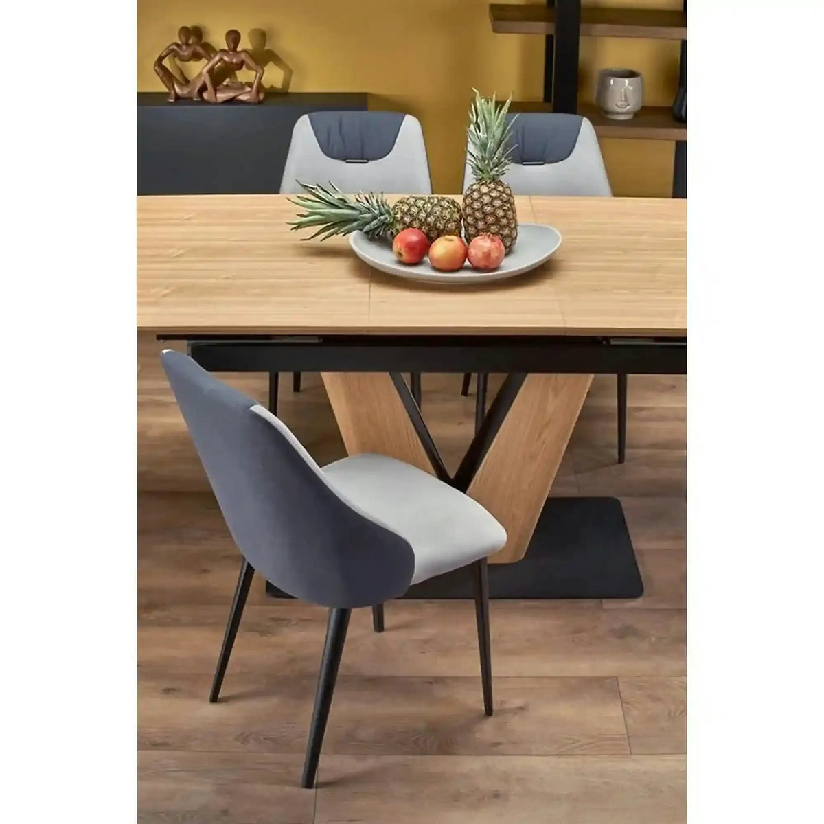 Masa extensibila UMBERTO, stejar/negru, 160/200x90x77 cm
