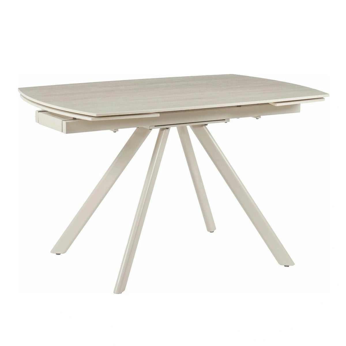 Masa extensibila URSA, grej cu efect de piatra travertin, ceramica/metal, 125/180x80x76 cm