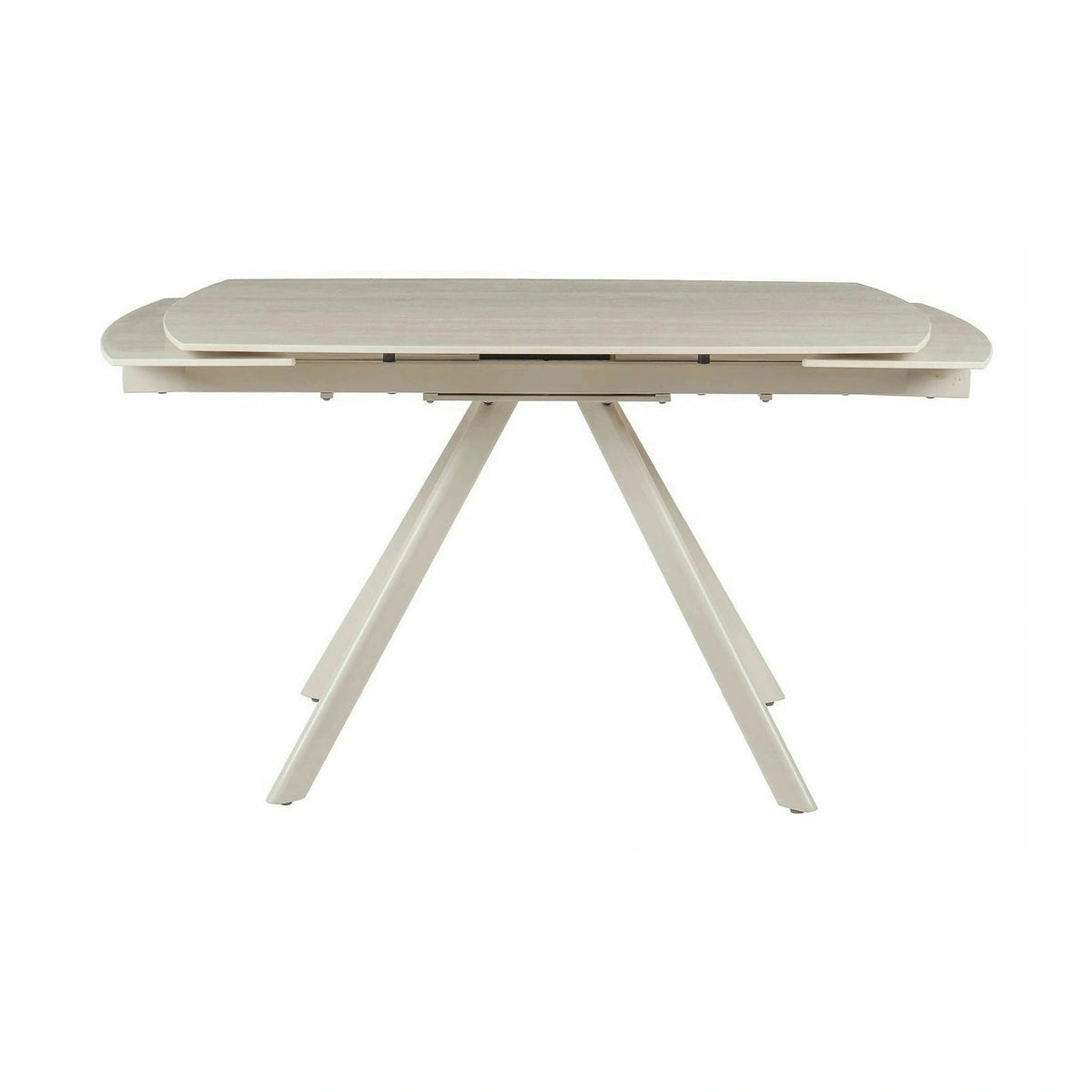 Masa extensibila URSA, grej cu efect de piatra travertin, ceramica/metal, 125/180x80x76 cm