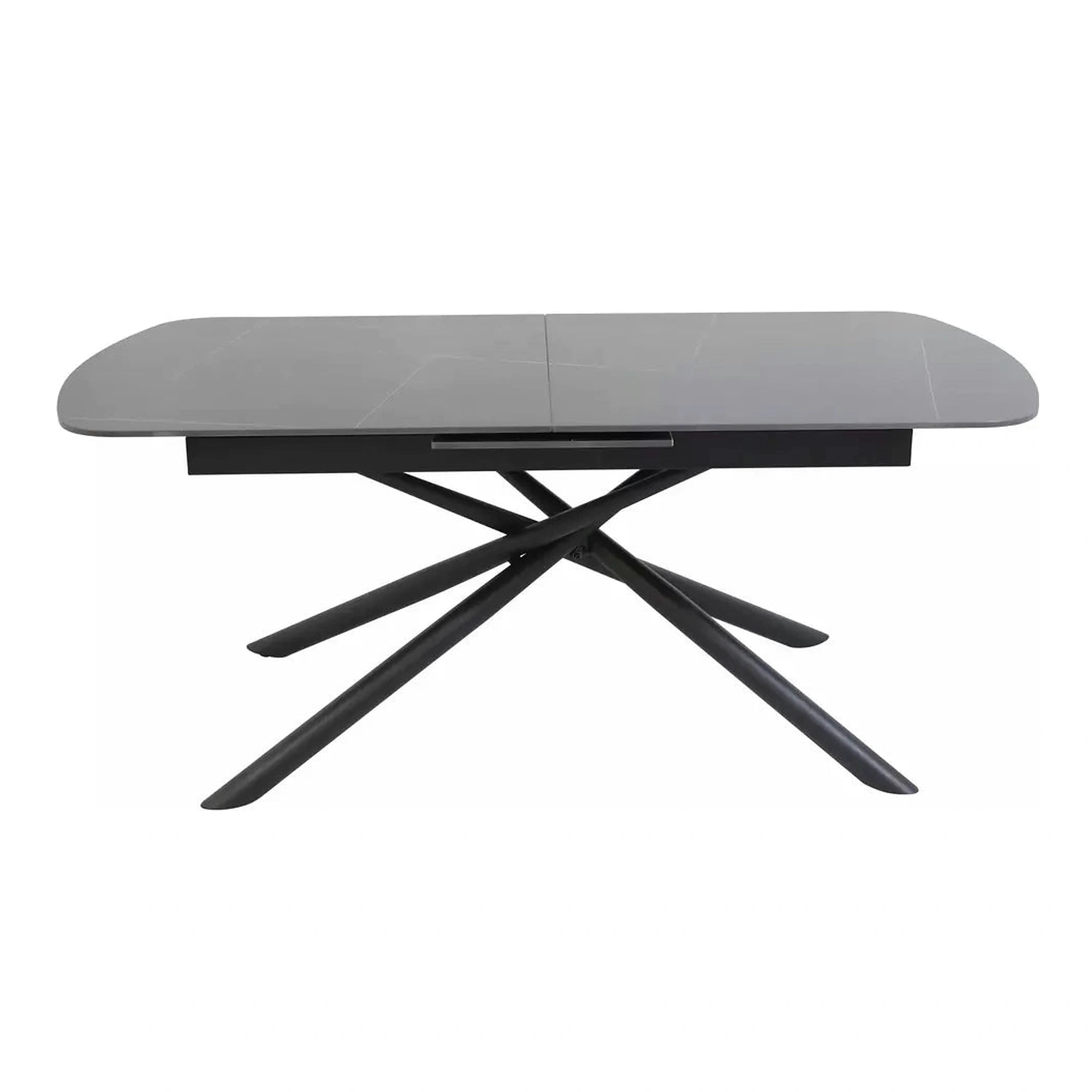 Masa extensibila VECTOR, negru mat cu efect de marmura, ceramica/metal, 180/220x90x76 cm
