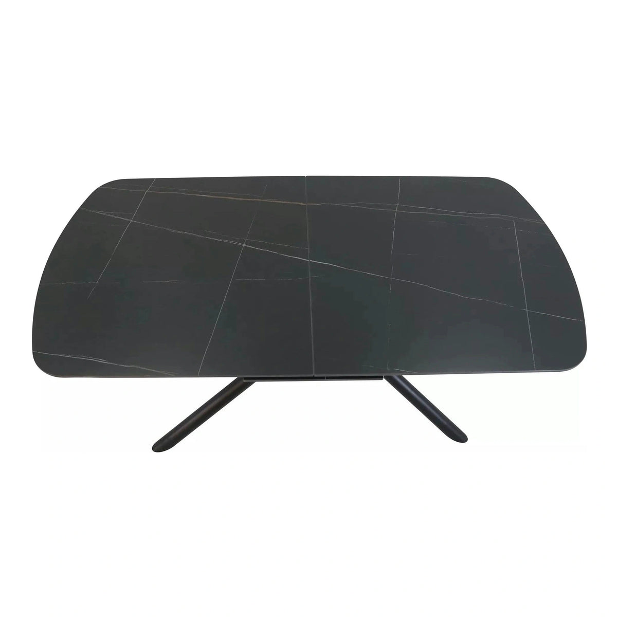 Masa extensibila VECTOR, negru mat cu efect de marmura, ceramica/metal, 180/220x90x76 cm
