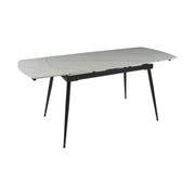 Masa extensibila VELA, alb cu efect de marmura/negru, ceramica/metal, 110/170x75x76 cm