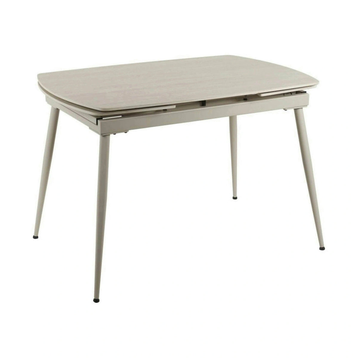 Masa extensibila VELA, grej cu efect de piatra travertin, ceramica/metal, 110/170x75x76 cm