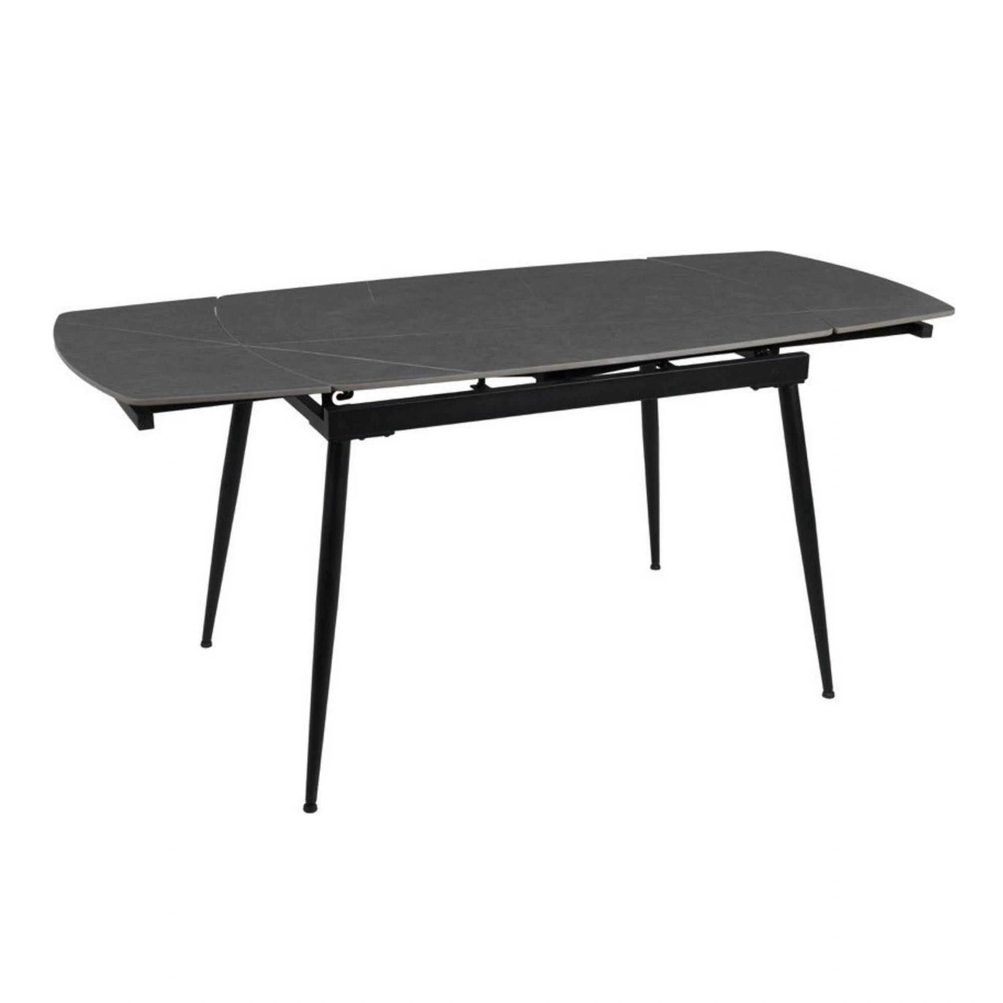 Masa extensibila VELA, gri cu efect de marmura, ceramica/metal, 110/170x75x76 cm