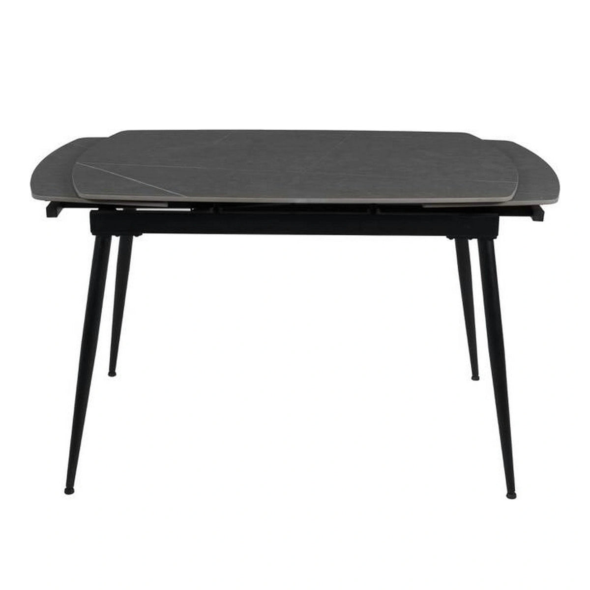Masa extensibila VELA, gri cu efect de marmura, ceramica/metal, 110/170x75x76 cm