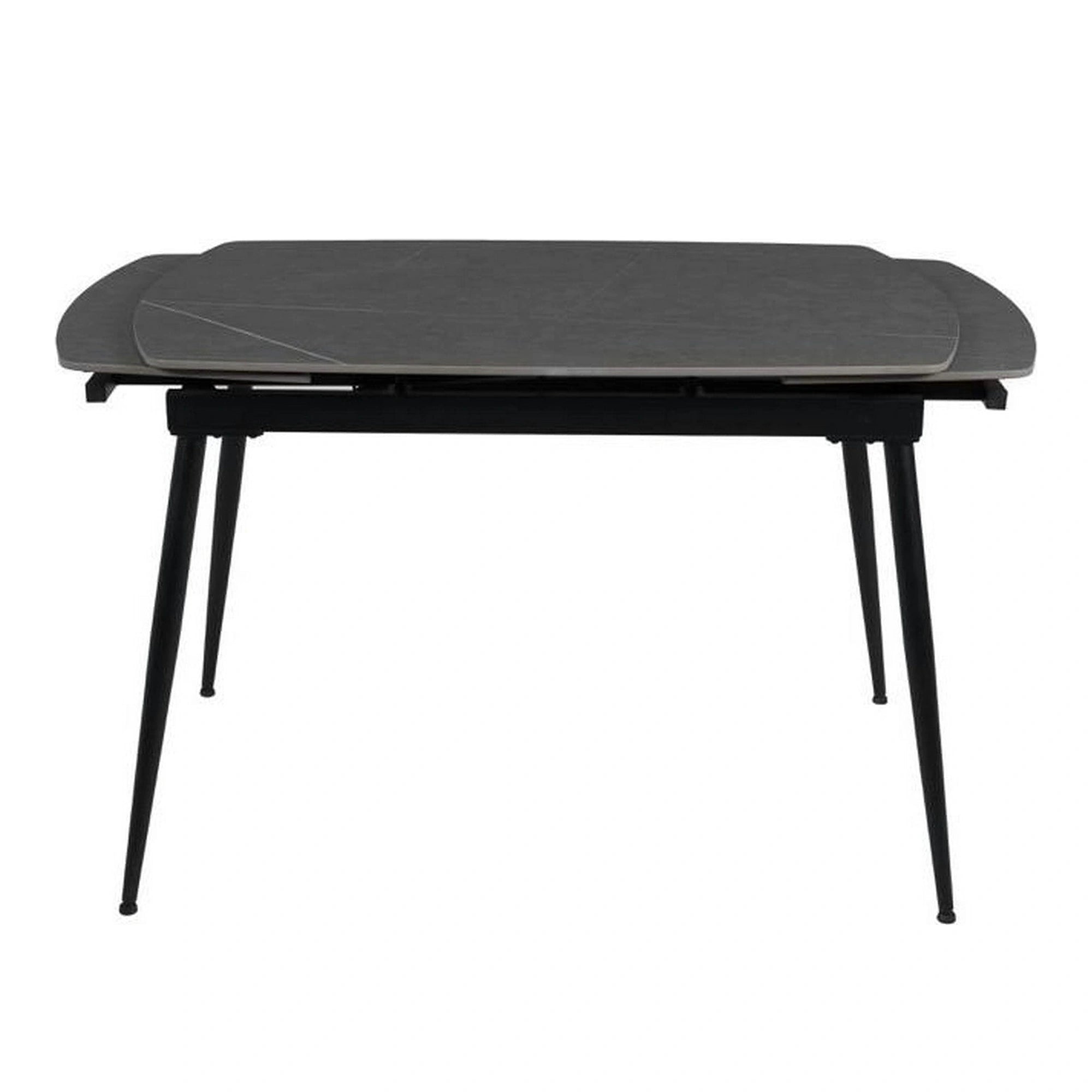 Masa extensibila VELA, gri cu efect de marmura, ceramica/metal, 110/170x75x76 cm