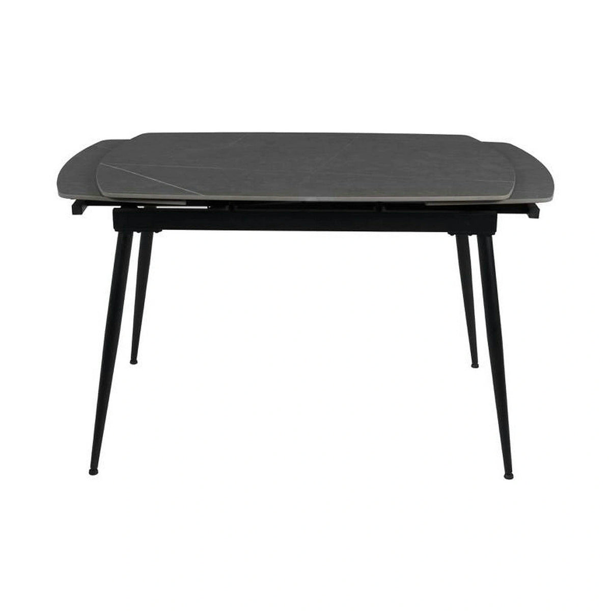Masa extensibila VELA, gri cu efect de marmura, ceramica/metal, 110/170x75x76 cm