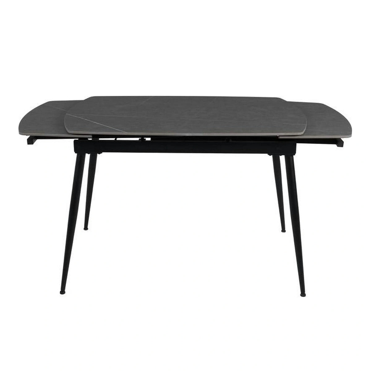 Masa extensibila VELA, gri cu efect de marmura, ceramica/metal, 110/170x75x76 cm