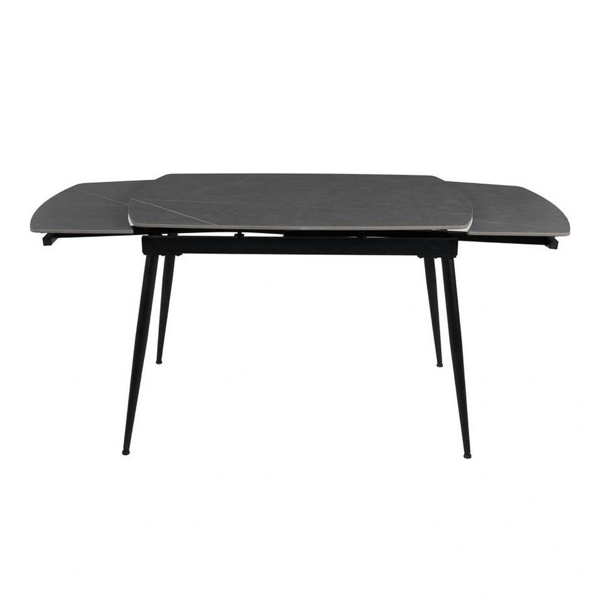 Masa extensibila VELA, gri cu efect de marmura, ceramica/metal, 110/170x75x76 cm