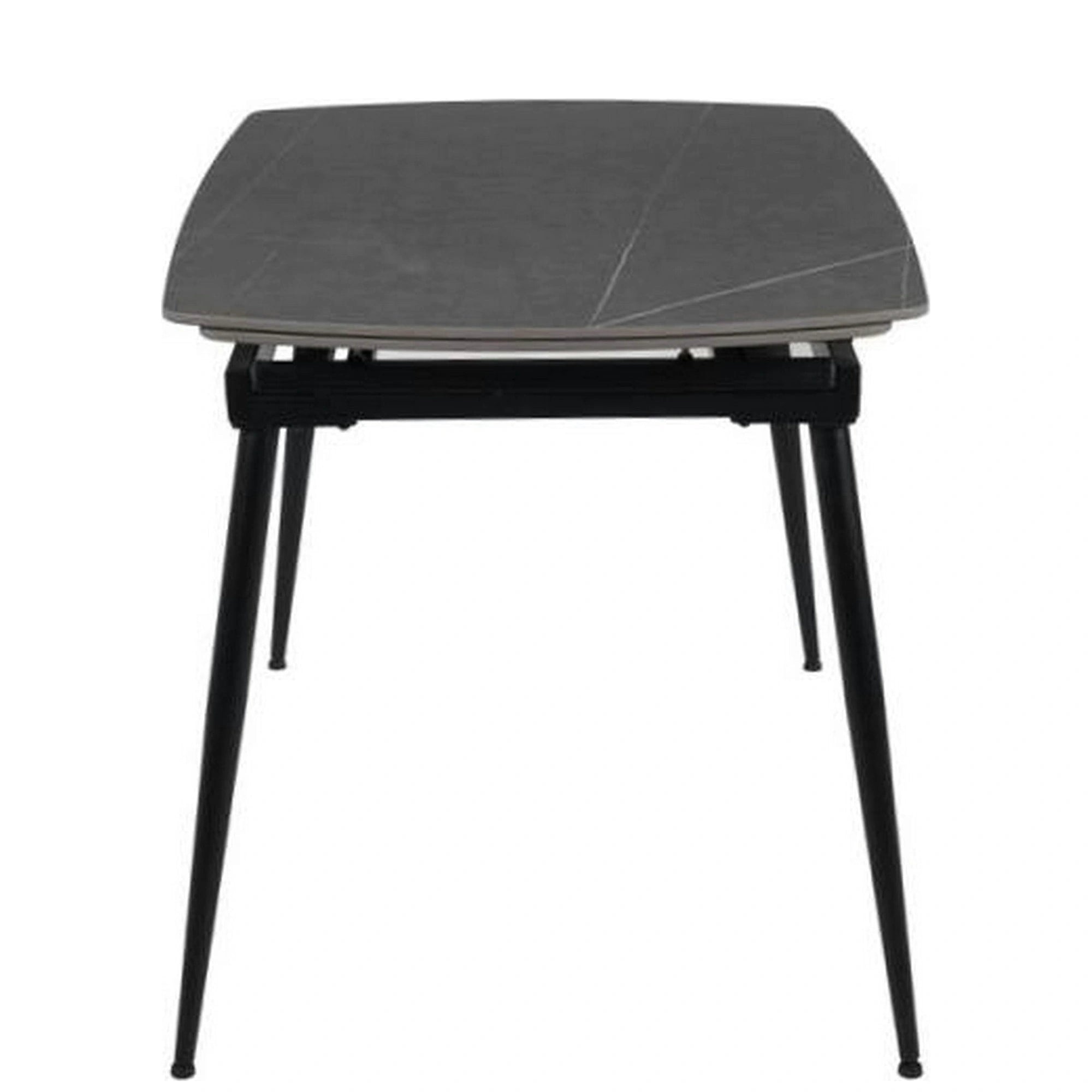 Masa extensibila VELA, gri cu efect de marmura, ceramica/metal, 110/170x75x76 cm