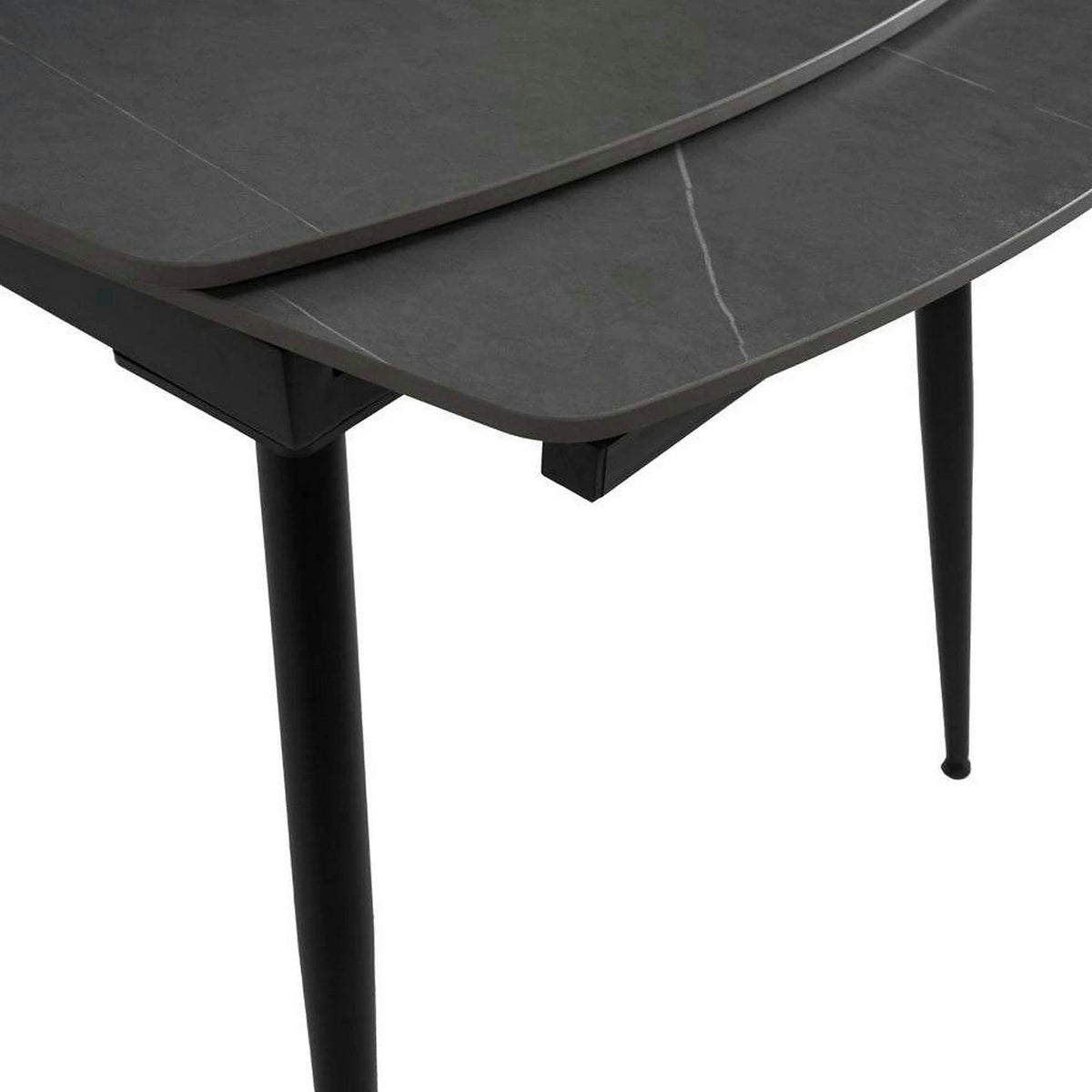 Masa extensibila VELA, gri cu efect de marmura, ceramica/metal, 110/170x75x76 cm