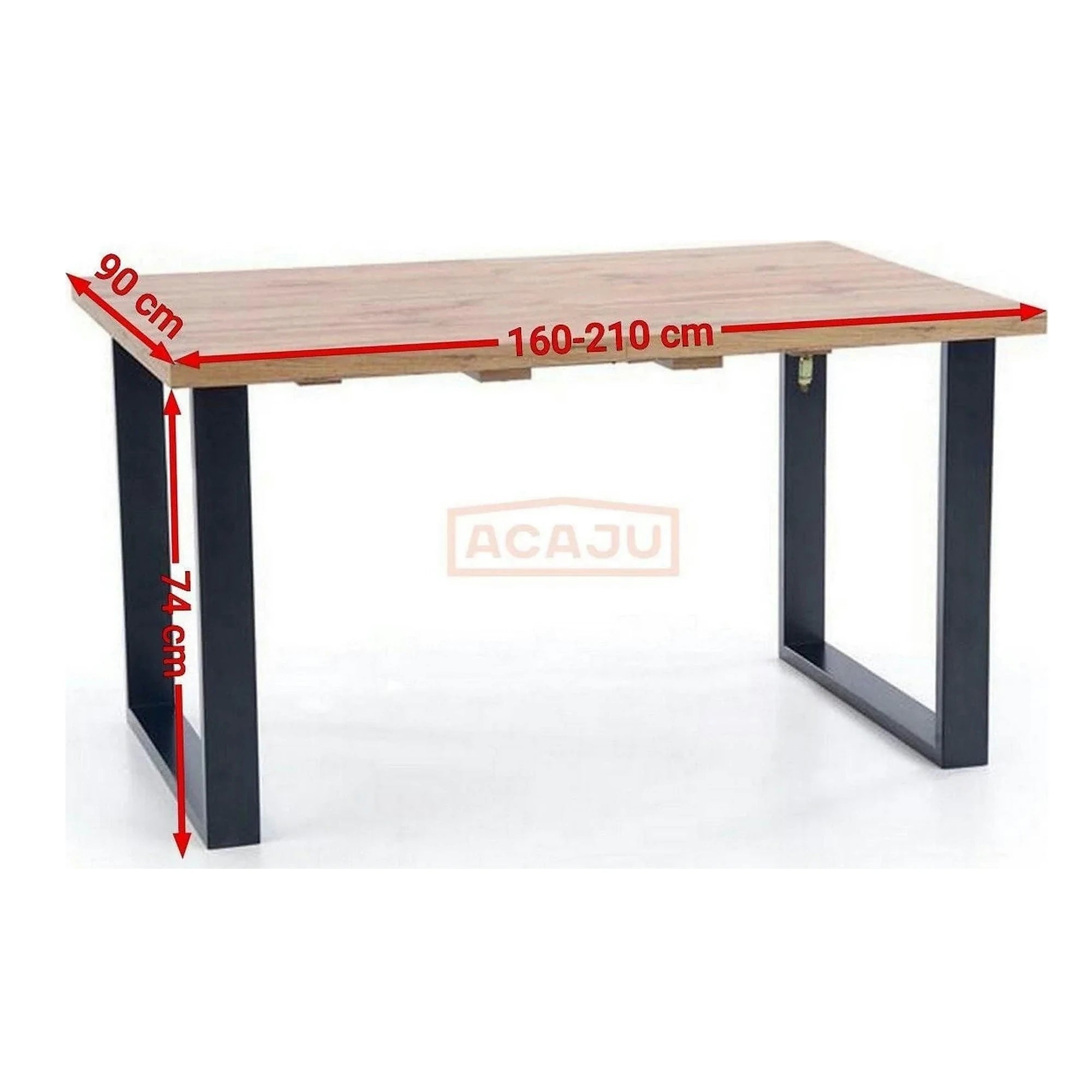 Masa extensibila VENOM, stejar wotan/negru, PAL/otel, 160-210x90x74 cm