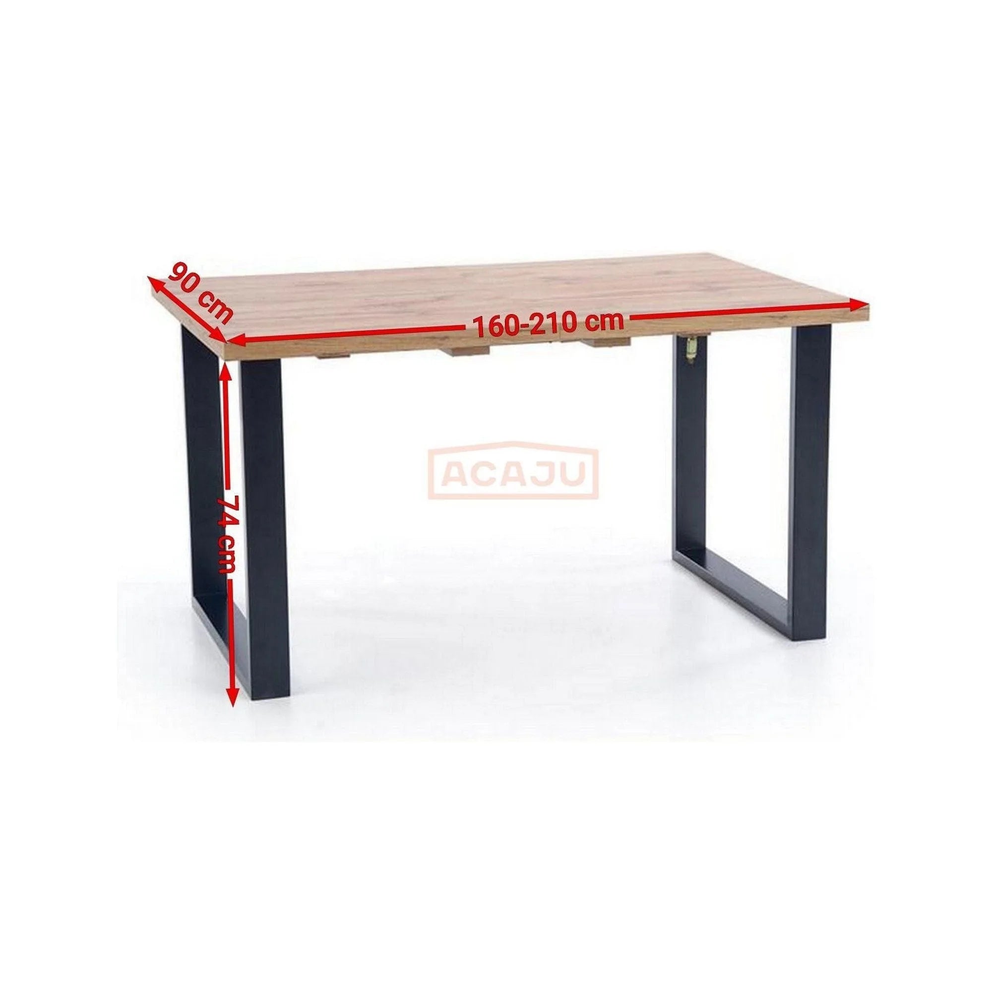 Masa extensibila VENOM, stejar wotan/negru, PAL/otel, 160-210x90x74 cm