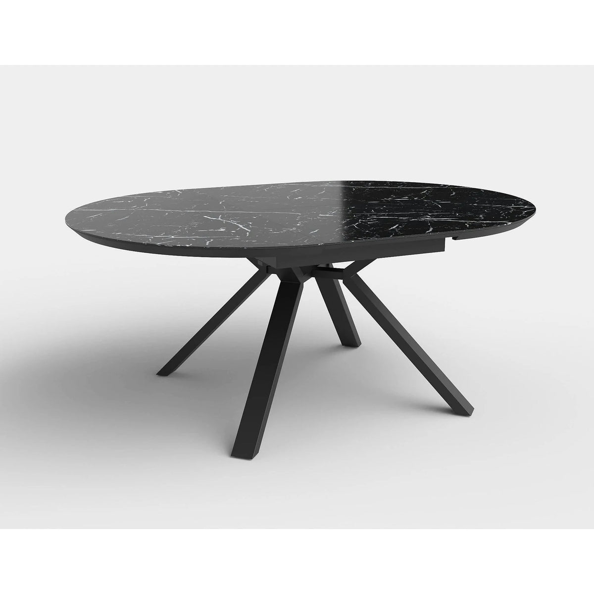Masa extensibila VERTIGO, negru, sticla securizata/otel, 130/180x130x76 cm