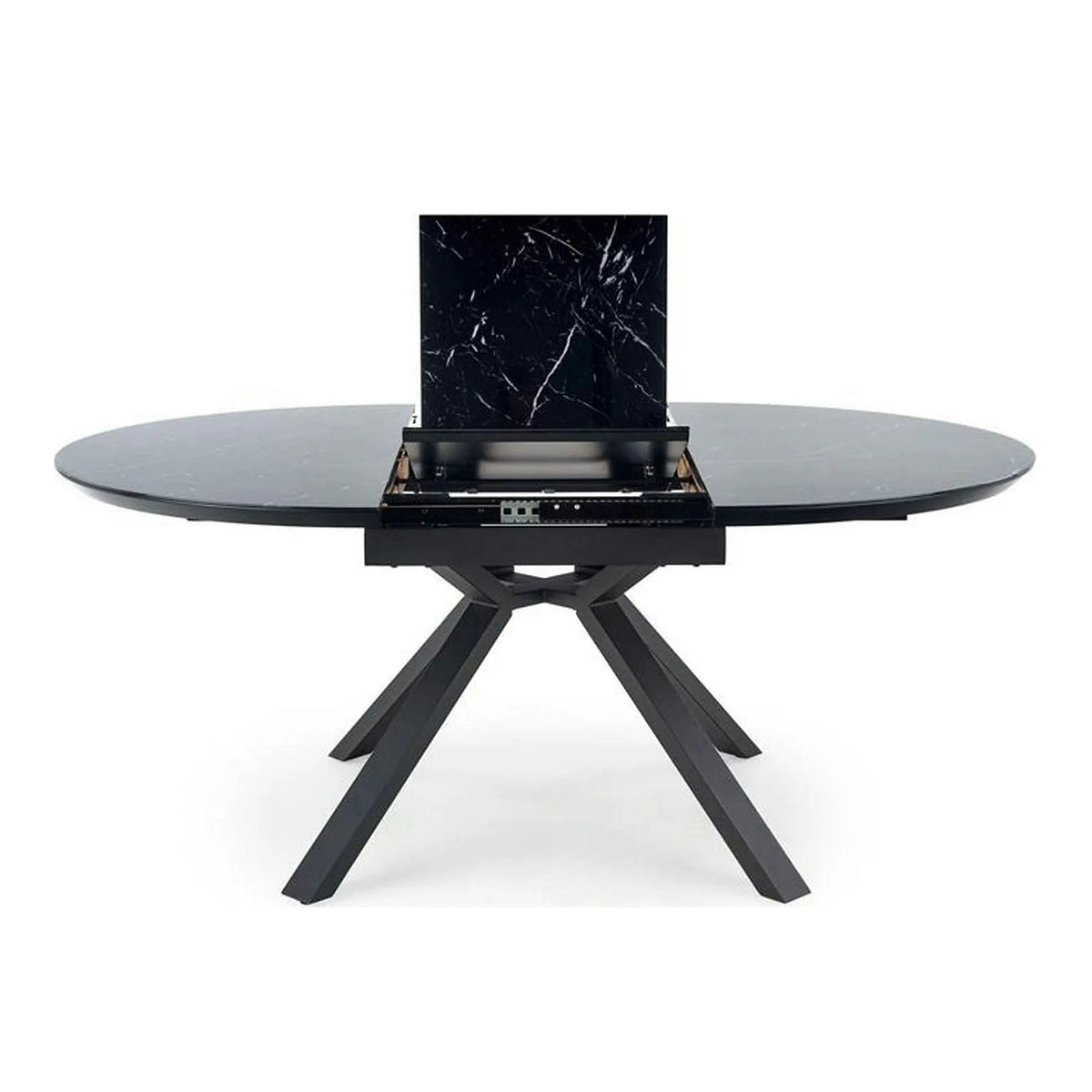 Masa extensibila VERTIGO, negru, sticla securizata/otel, 130/180x130x76 cm
