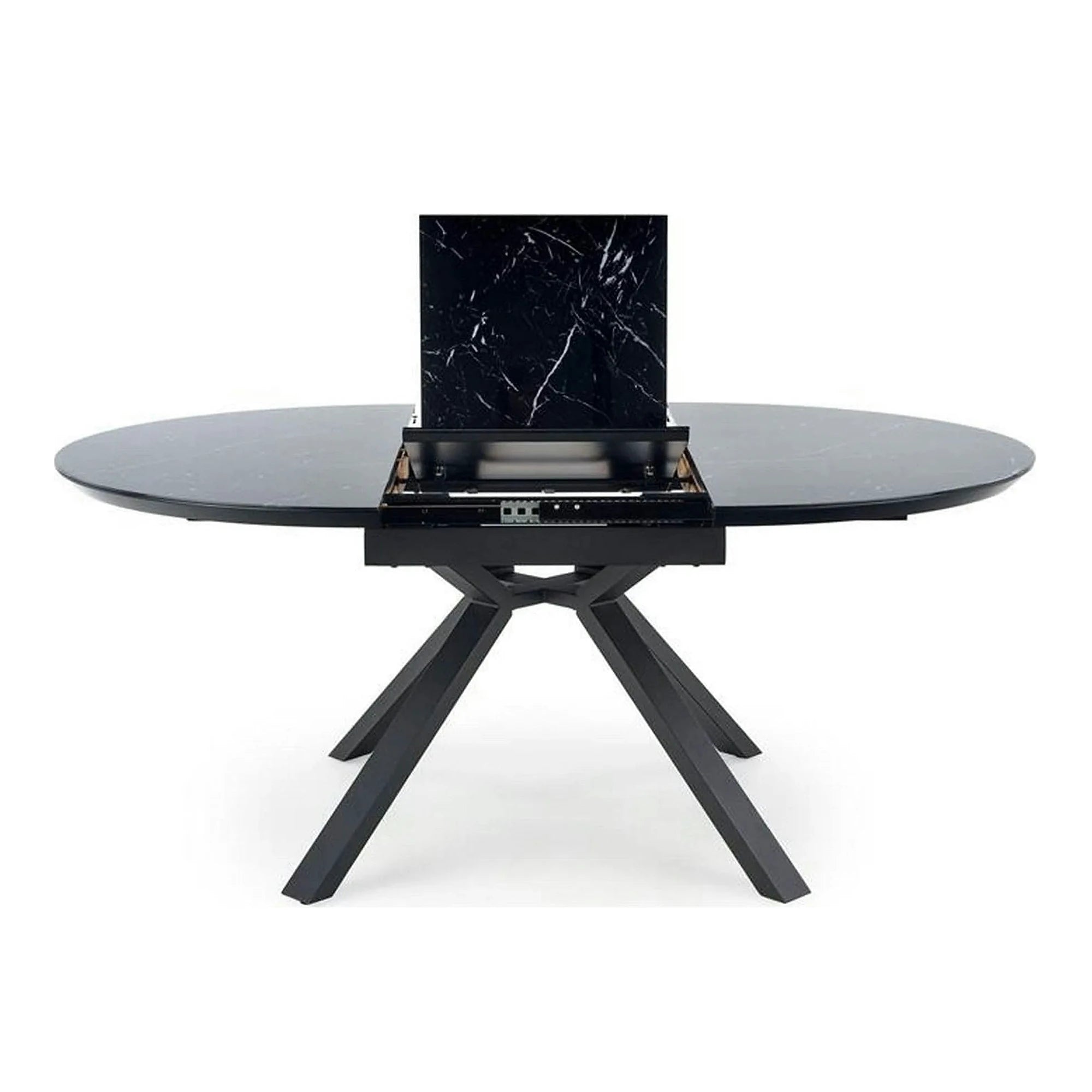 Masa extensibila VERTIGO, negru, sticla securizata/otel, 130/180x130x76 cm