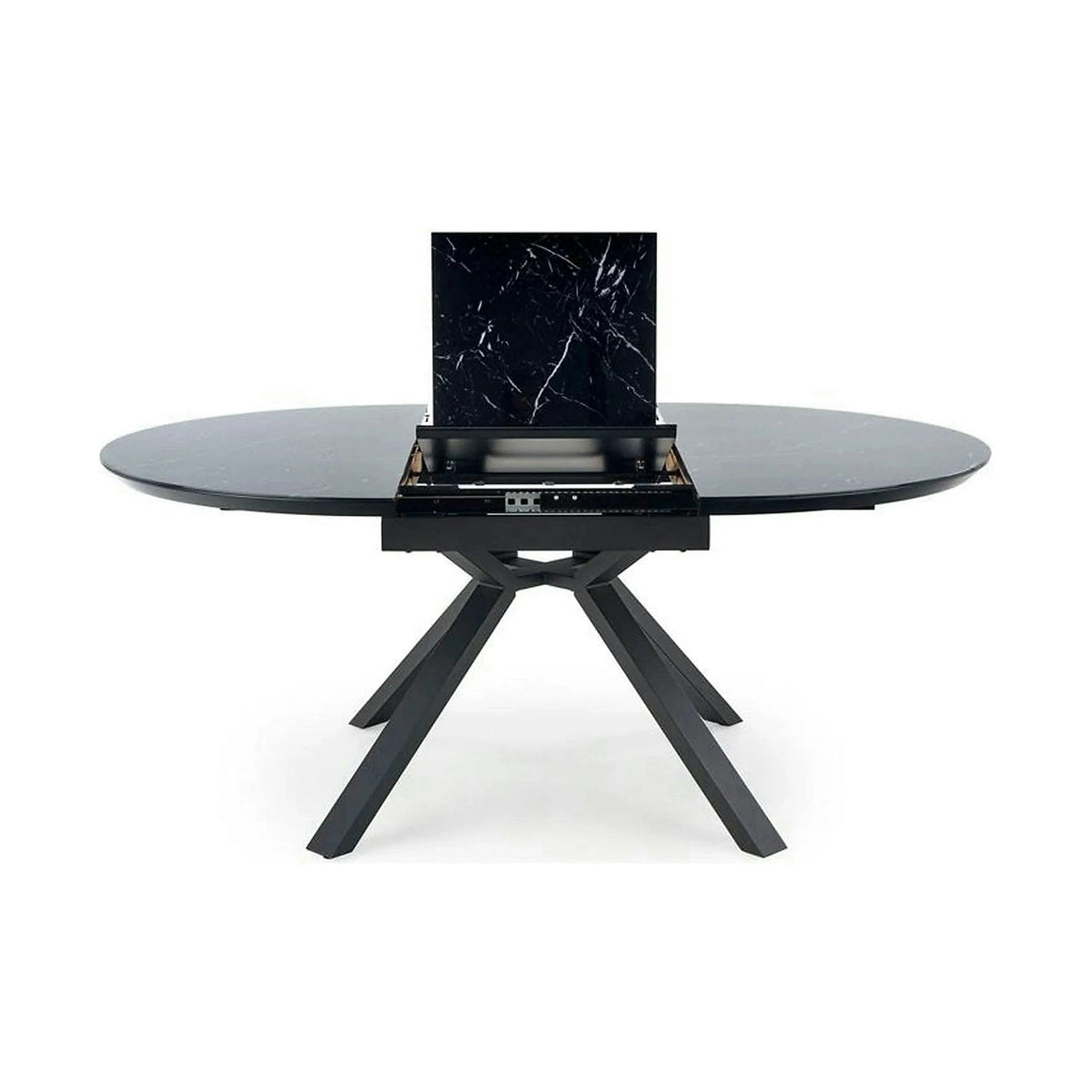 Masa extensibila VERTIGO, negru, sticla securizata/otel, 130/180x130x76 cm