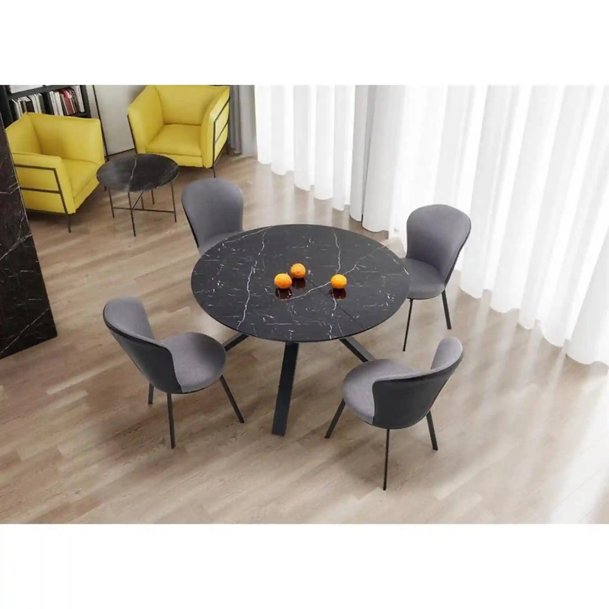 Masa extensibila VERTIGO, negru, sticla securizata/otel, 130/180x130x76 cm