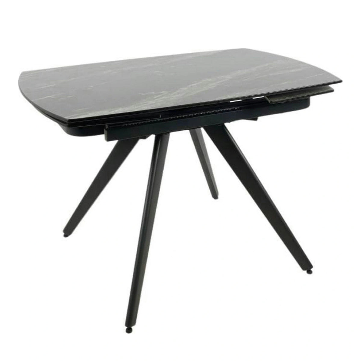 Masa extensibila VIGO, negru cu efect de marmura, ceramica/metal, 120/180x80x77 cm