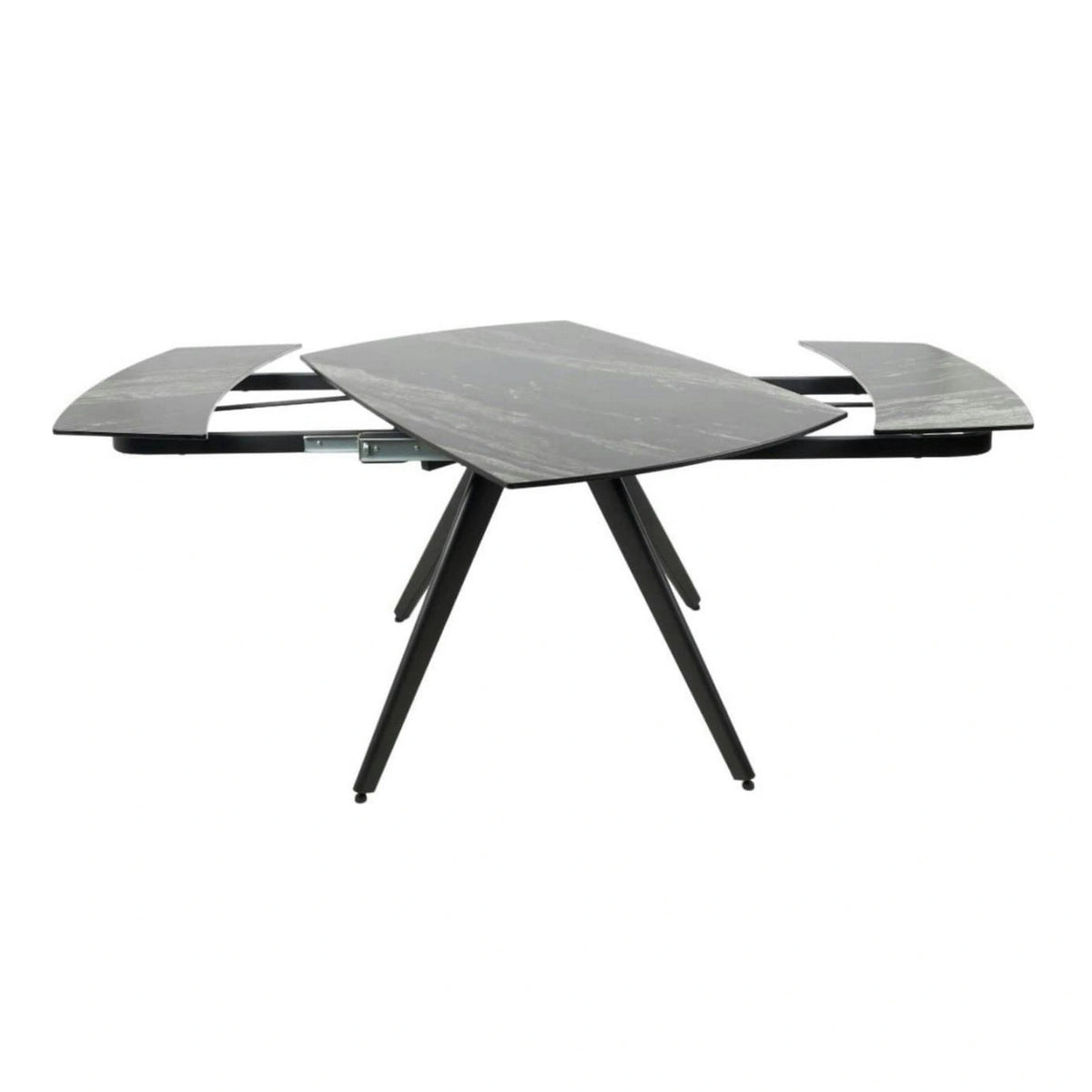 Masa extensibila VIGO, negru cu efect de marmura, ceramica/metal, 120/180x80x77 cm