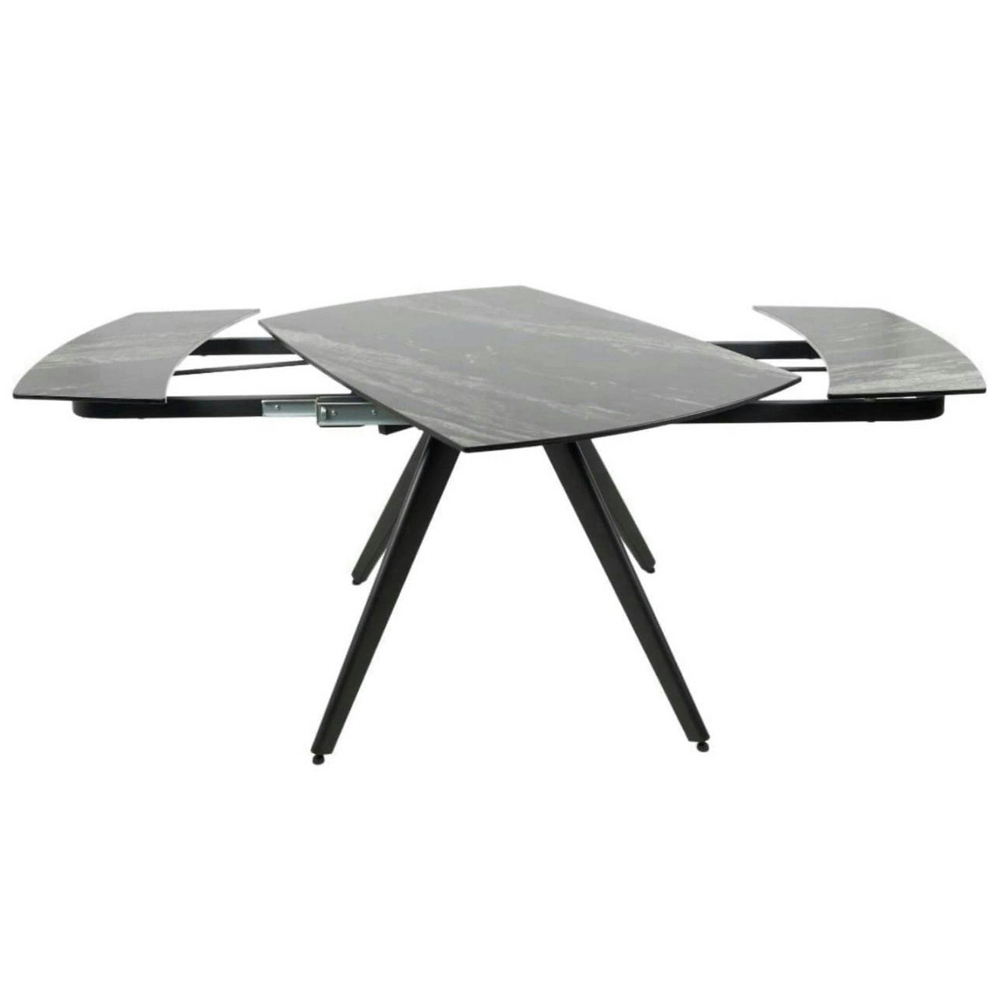 Masa extensibila VIGO, negru cu efect de marmura, ceramica/metal, 120/180x80x77 cm