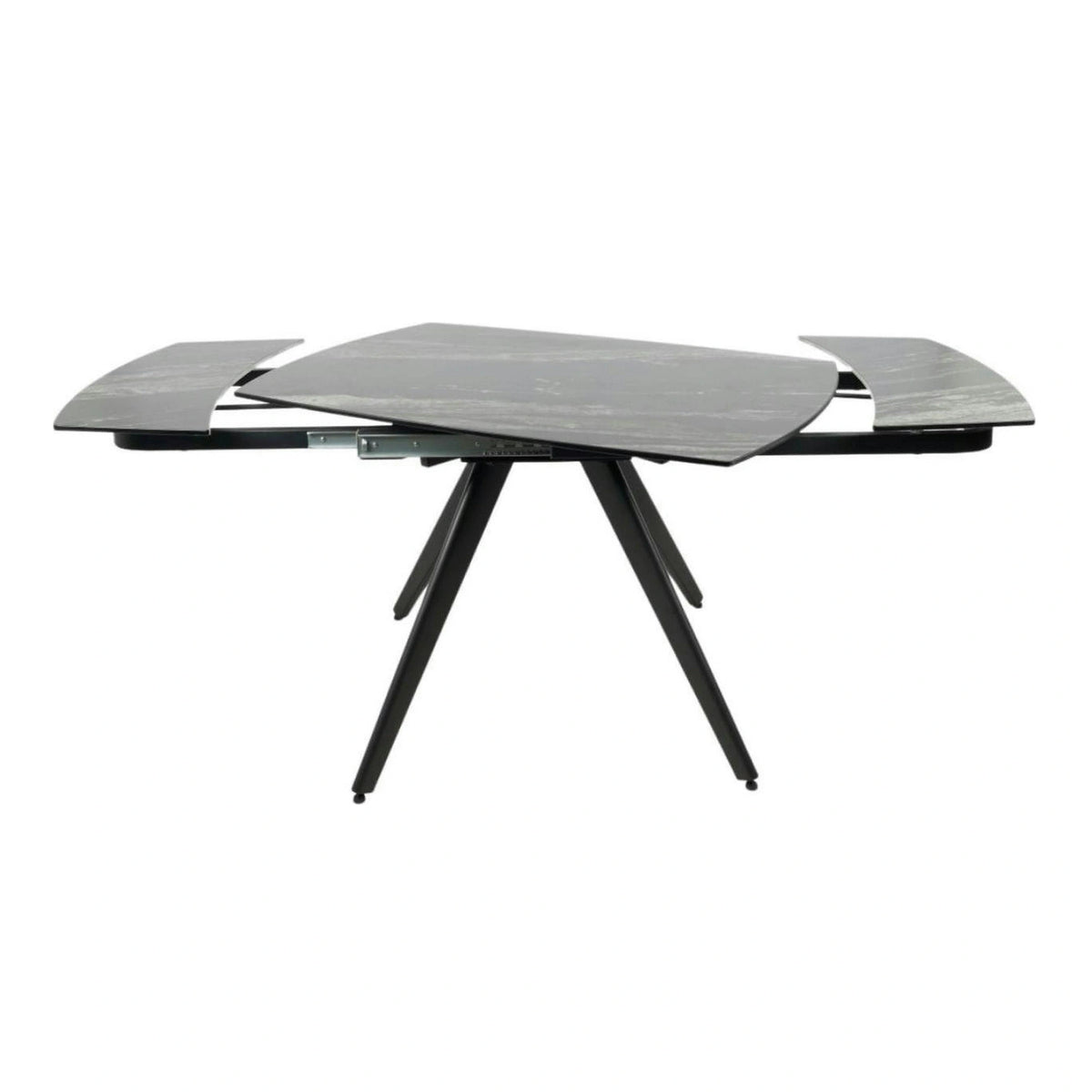 Masa extensibila VIGO, negru cu efect de marmura, ceramica/metal, 120/180x80x77 cm