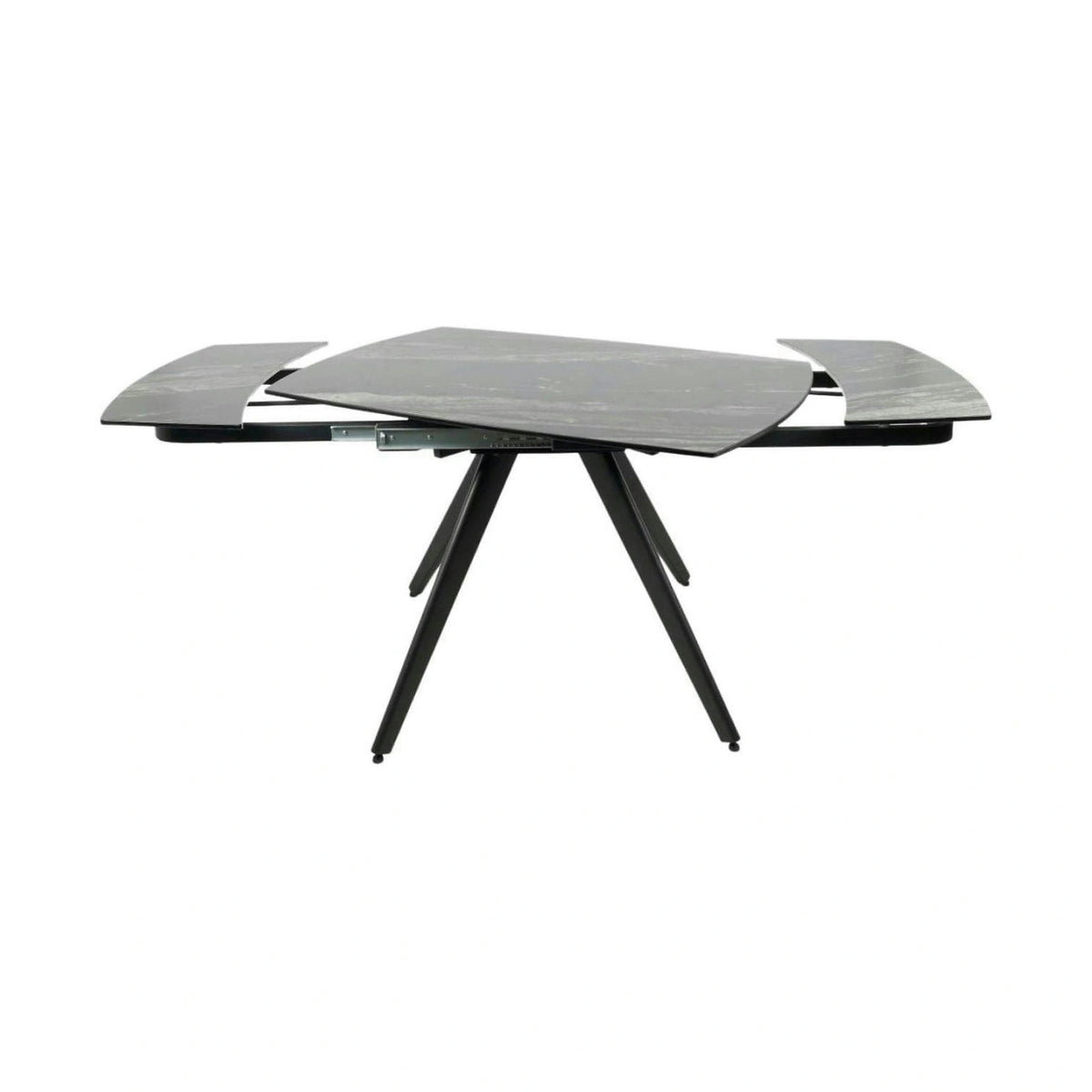 Masa extensibila VIGO, negru cu efect de marmura, ceramica/metal, 120/180x80x77 cm