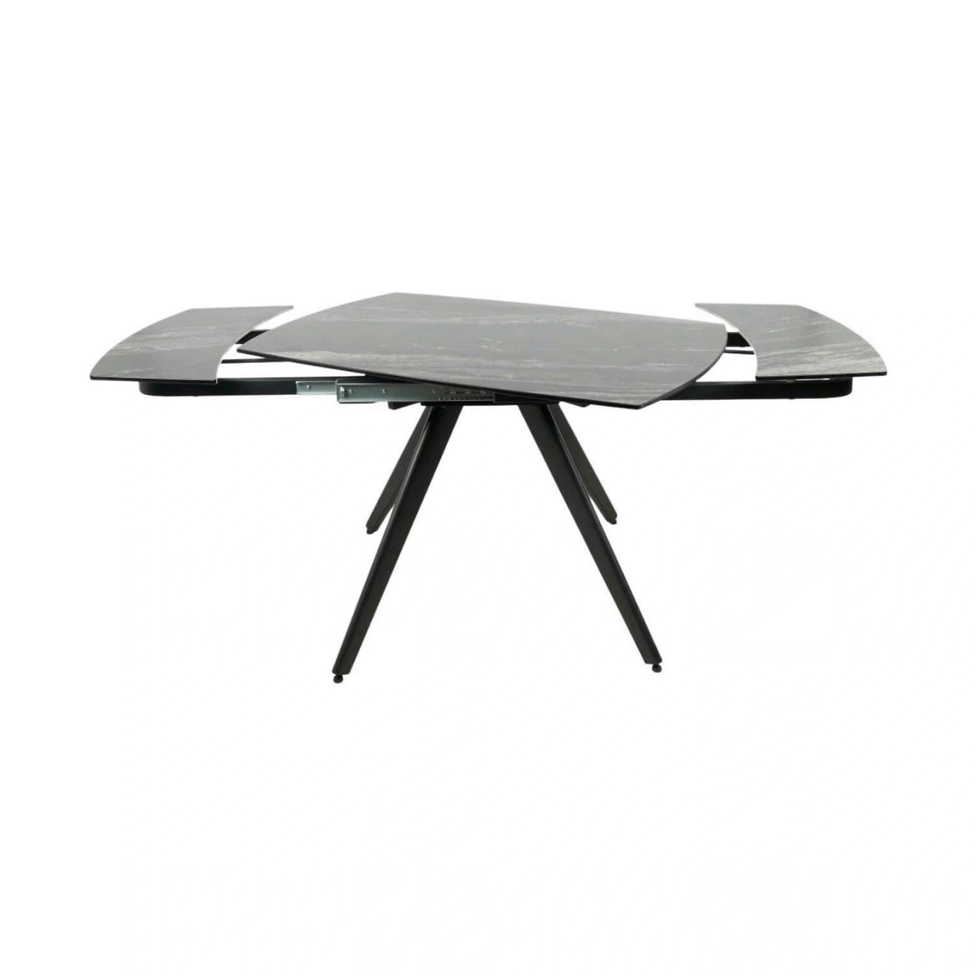 Masa extensibila VIGO, negru cu efect de marmura, ceramica/metal, 120/180x80x77 cm