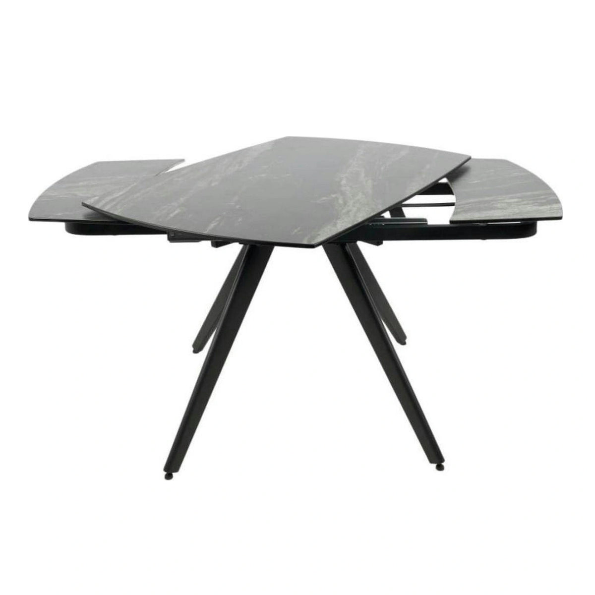 Masa extensibila VIGO, negru cu efect de marmura, ceramica/metal, 120/180x80x77 cm