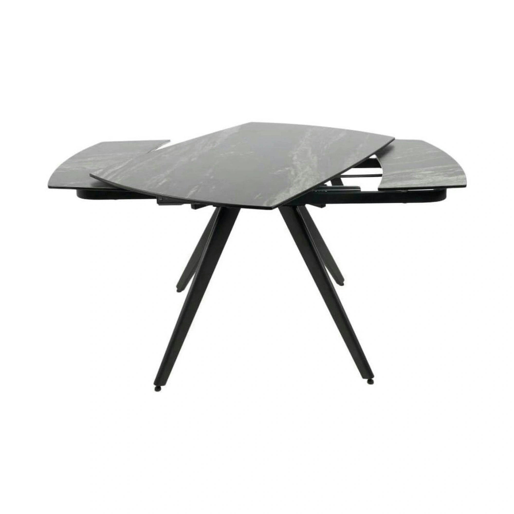 Masa extensibila VIGO, negru cu efect de marmura, ceramica/metal, 120/180x80x77 cm