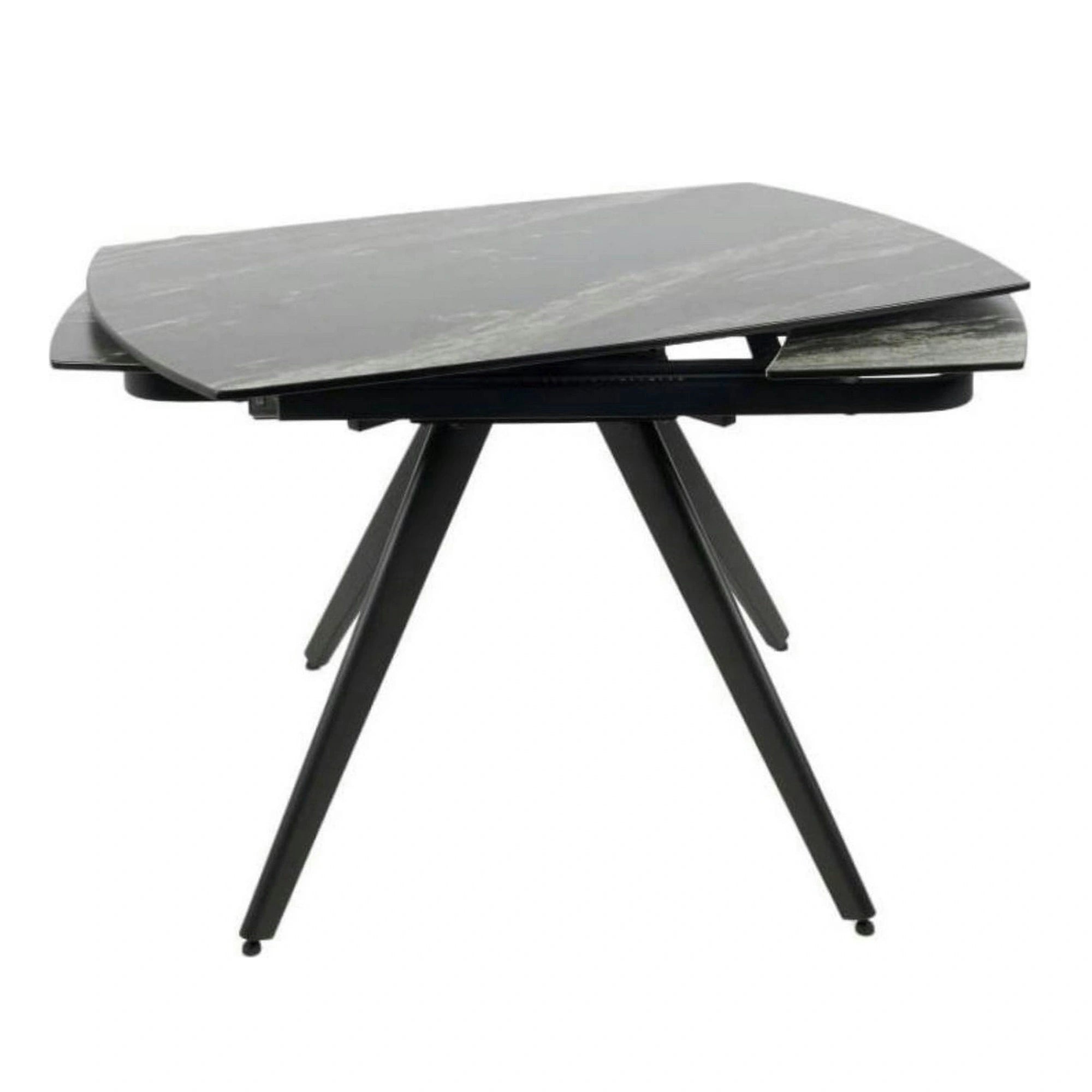 Masa extensibila VIGO, negru cu efect de marmura, ceramica/metal, 120/180x80x77 cm