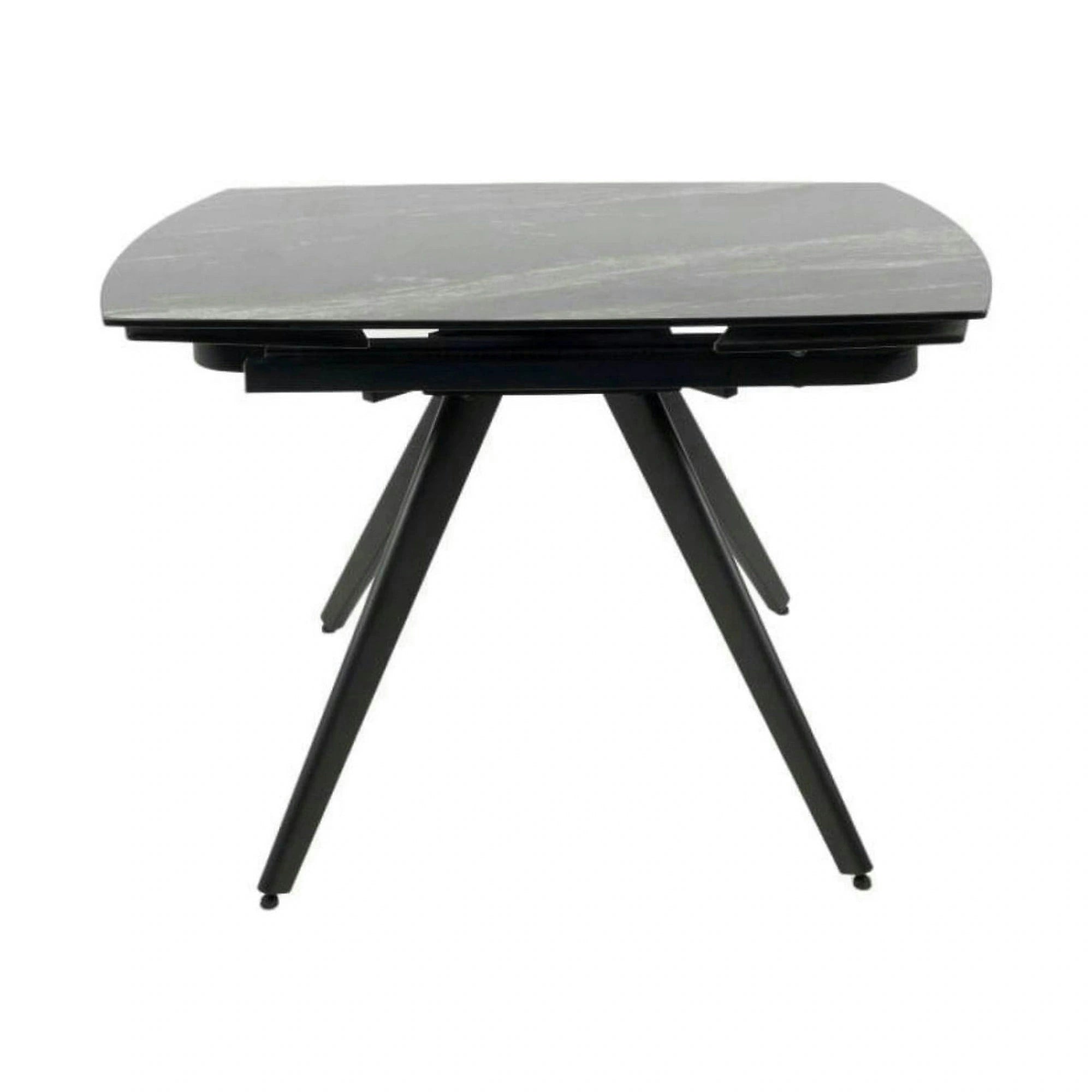 Masa extensibila VIGO, negru cu efect de marmura, ceramica/metal, 120/180x80x77 cm