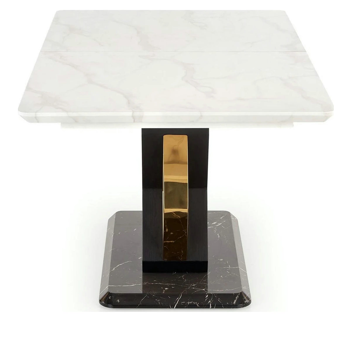 Masa extensibila VINCENZO, alb/negru/auriu, 160/200x90x77 cm
