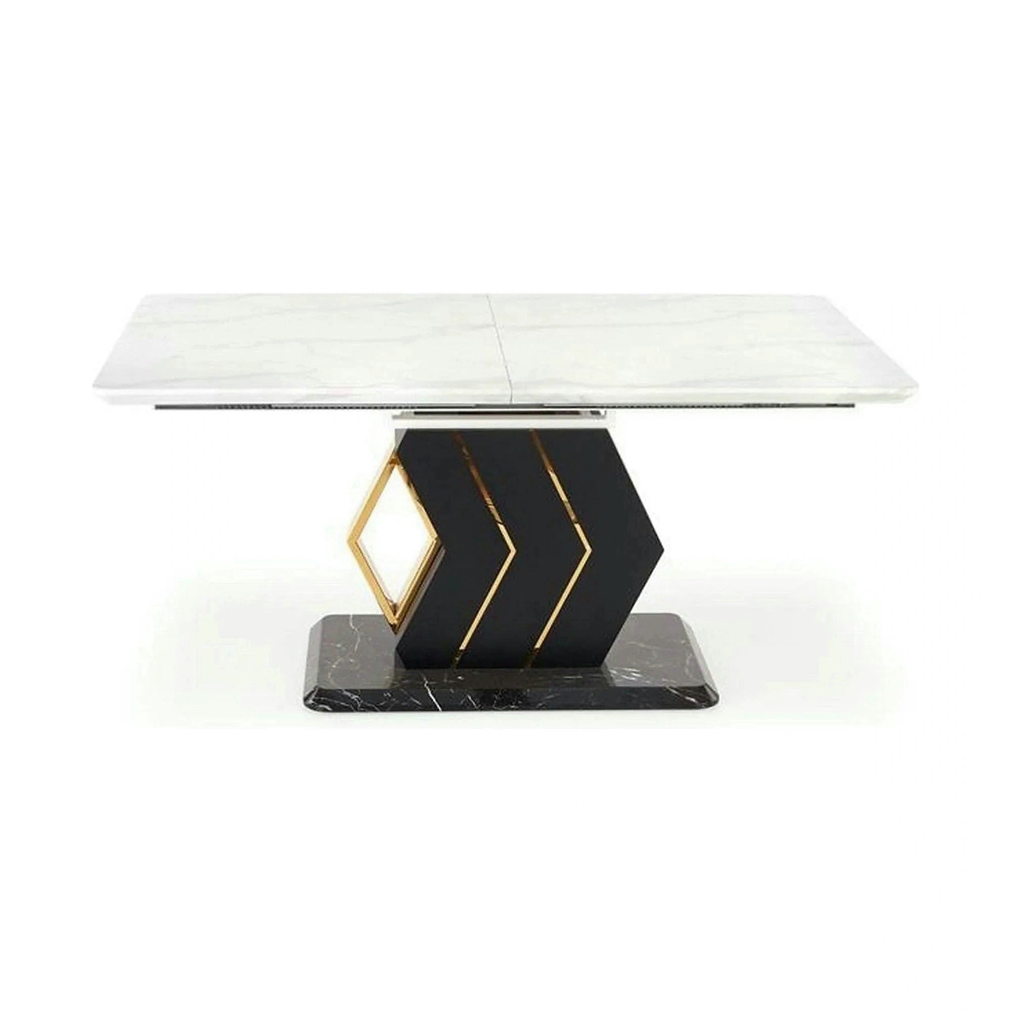 Masa extensibila VINCENZO, alb/negru/auriu, 160/200x90x77 cm