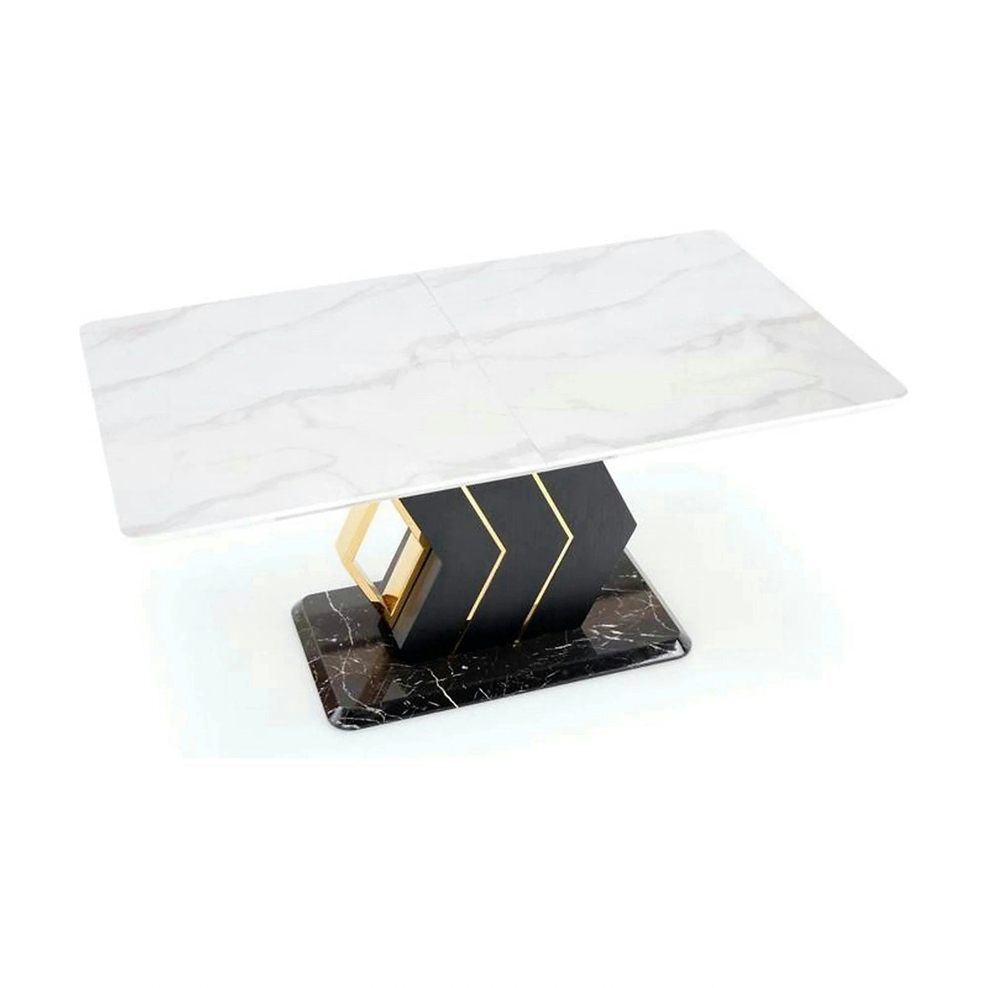 Masa extensibila VINCENZO, alb/negru/auriu, 160/200x90x77 cm