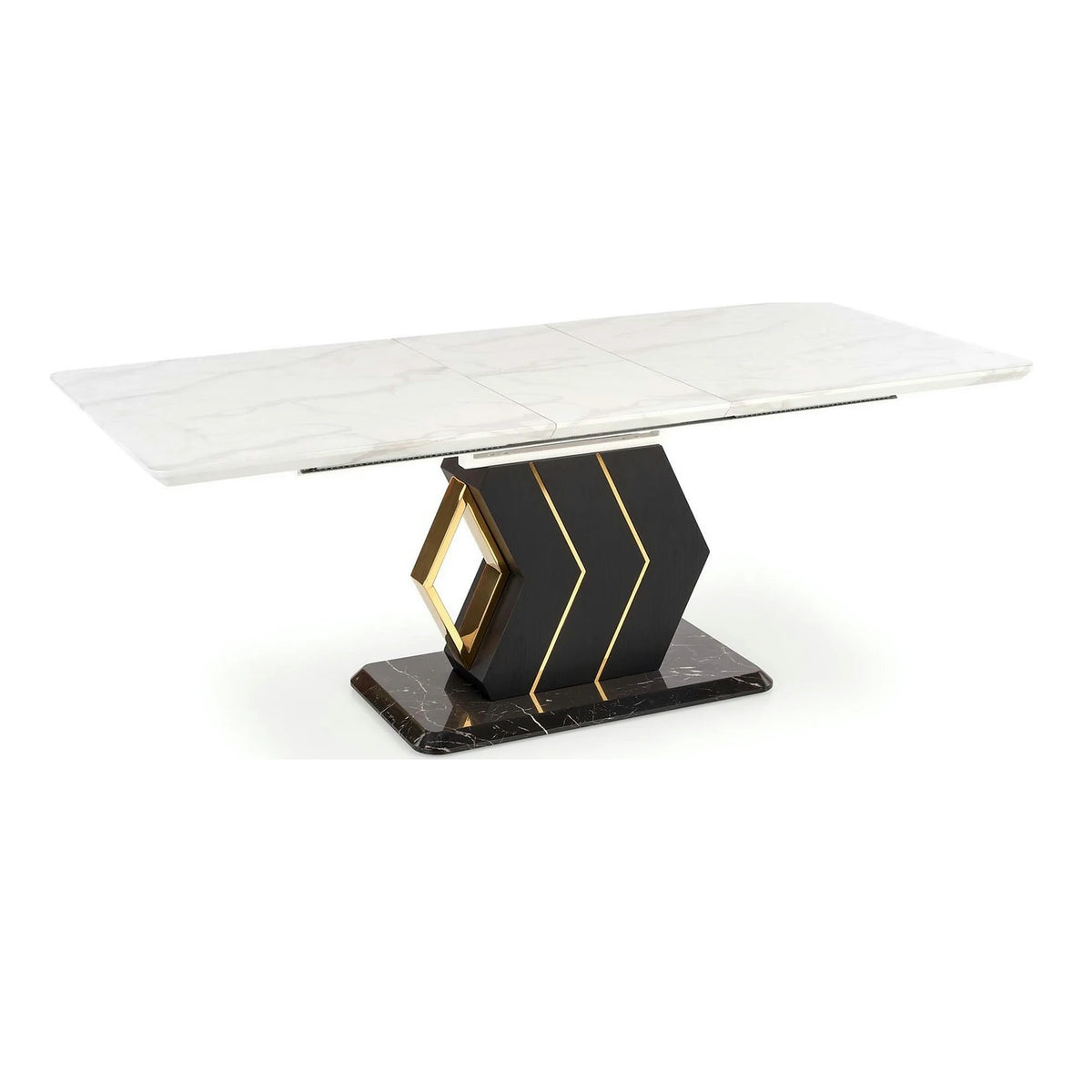 Masa extensibila VINCENZO, alb/negru/auriu, 160/200x90x77 cm