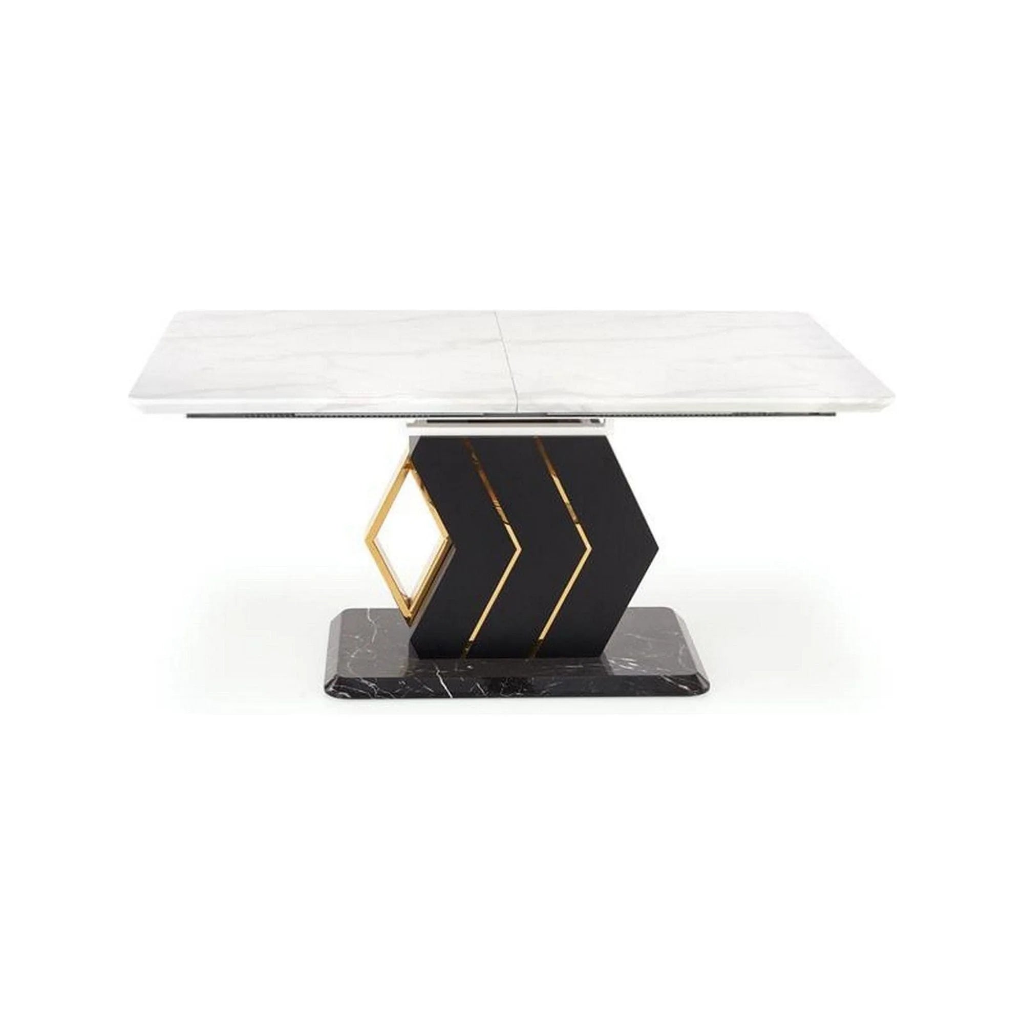 Masa extensibila VINCENZO, alb/negru/auriu, 160/200x90x77 cm