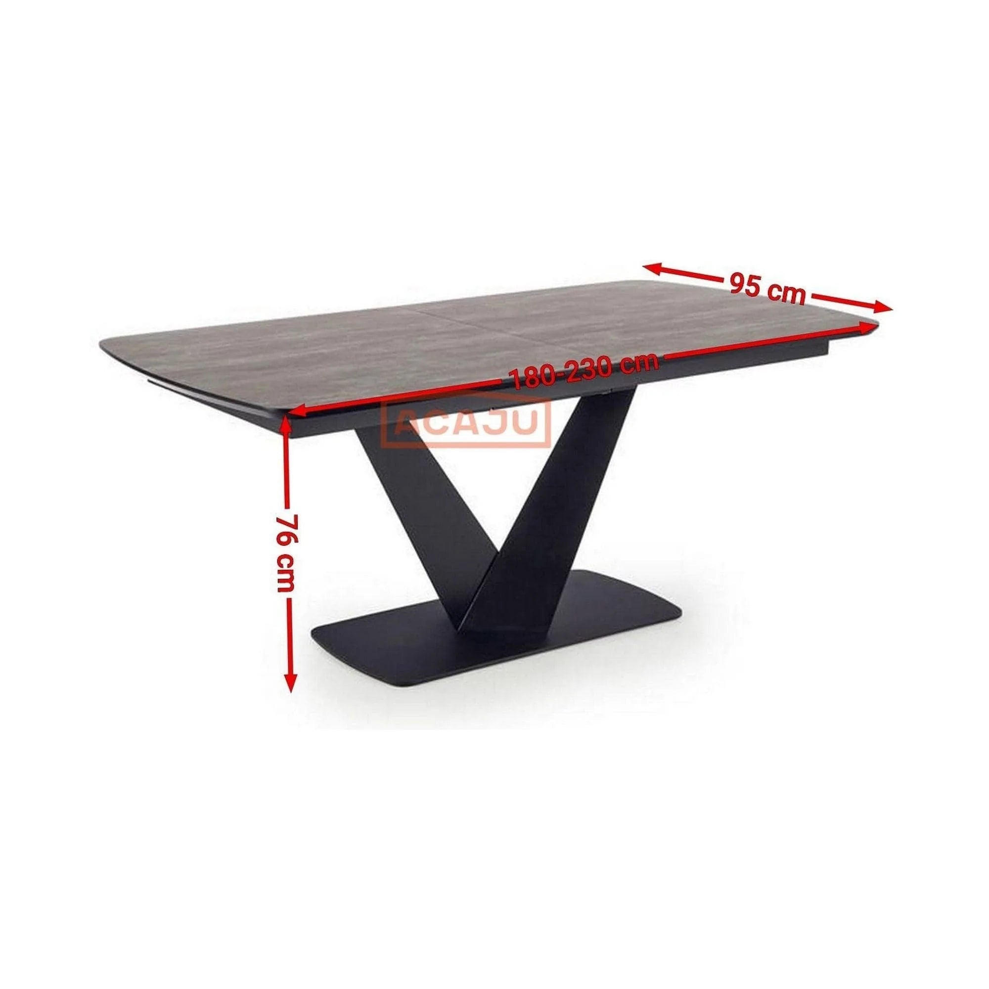 Masa extensibila VINSTON, gri inchis/negru, 180/230x95x76 cm