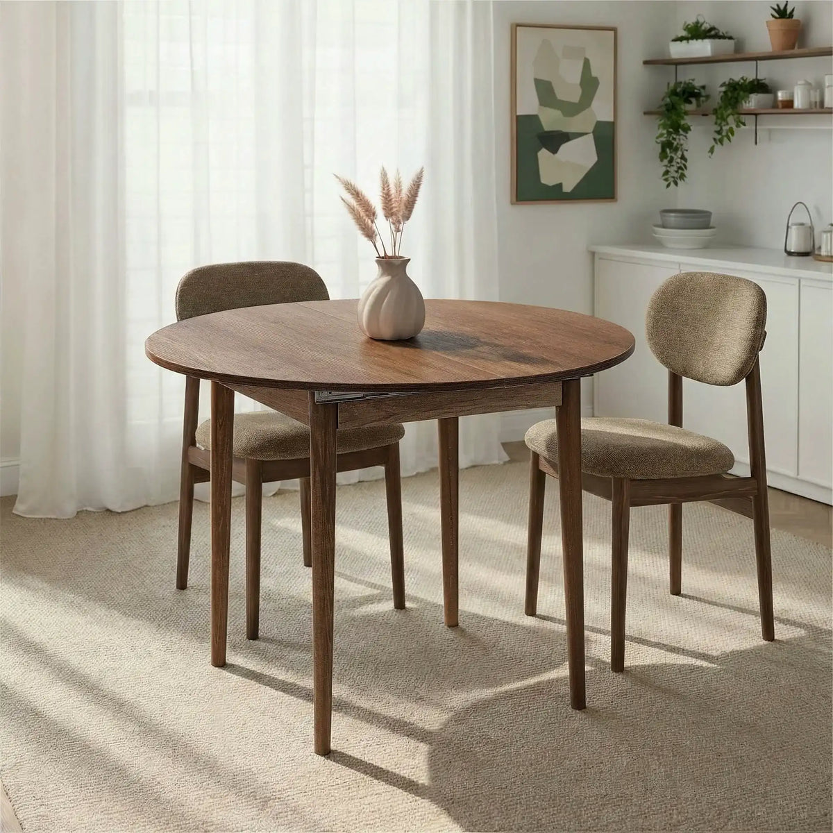 Masă extensibilă VIONA, nuc baroc, PAL melaminat/lemn, 100/131x100x75 cm