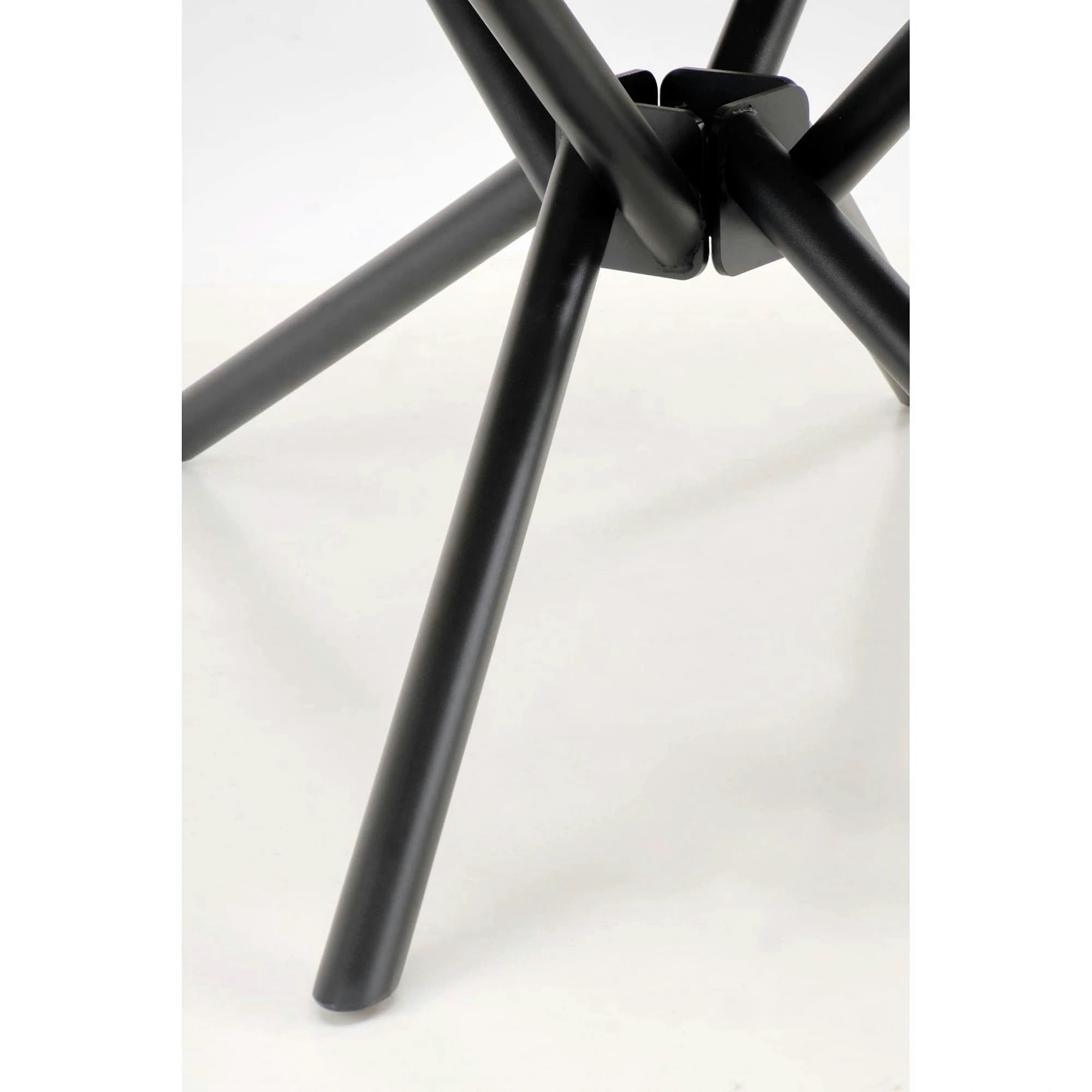 Masa extensibila VITORINO, alb cu efect de marmura/negru, piatra sinterizata/otel, 160/220x90x75 cm