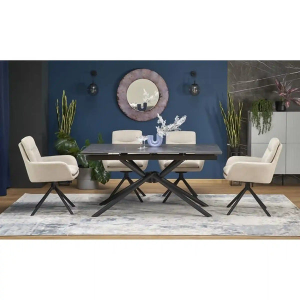 Masa extensibila VITORINO, negru, ceramica/metal, 160/220x90x75 cm