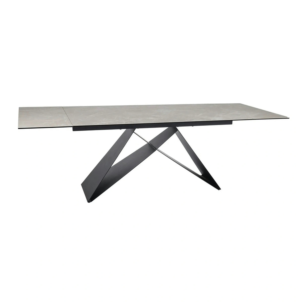 Masa extensibila WESTIN, crem/negru, sticla/metal, 160-240x90x77 cm